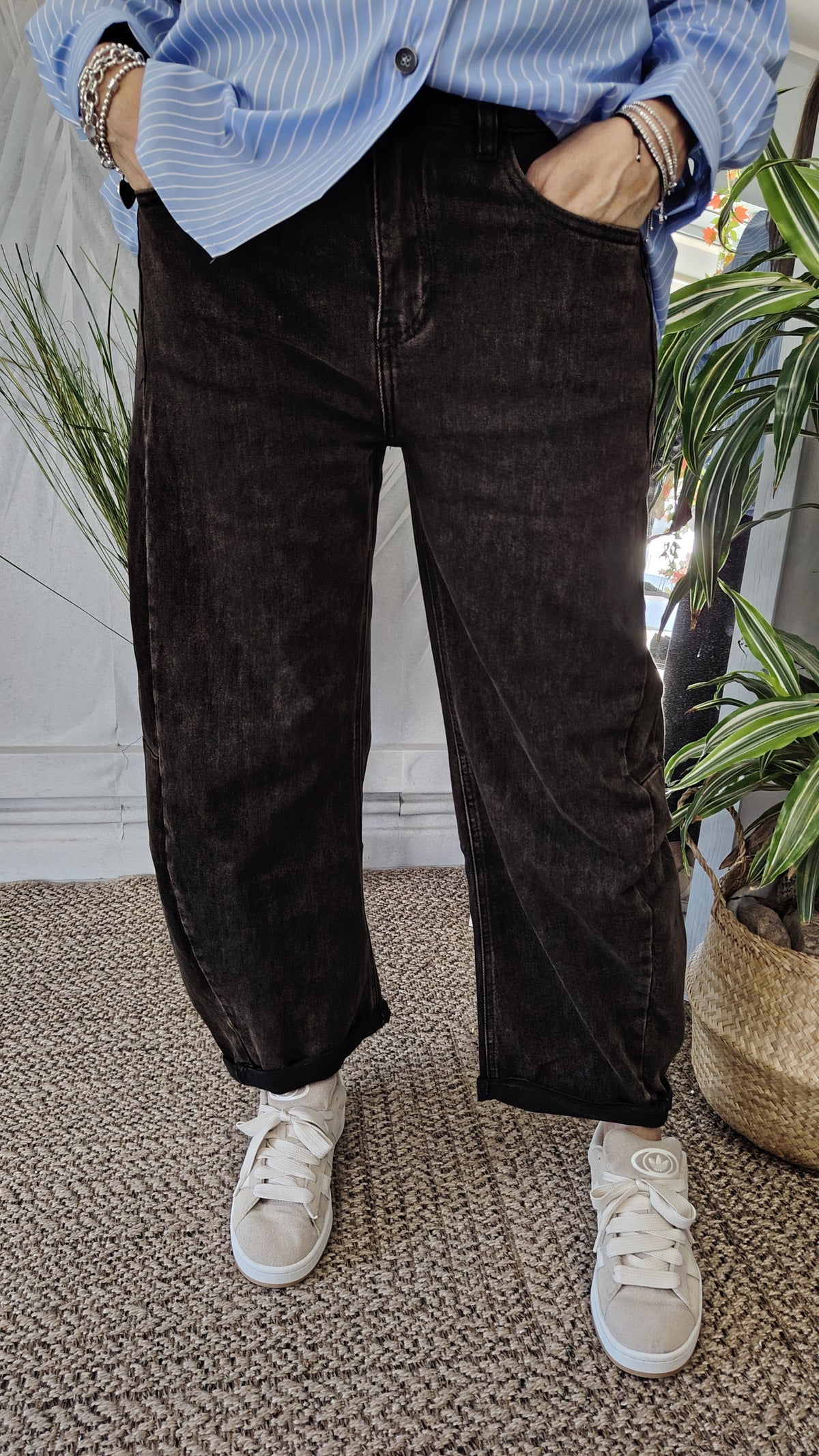 Jeans barrel lavaggio moro