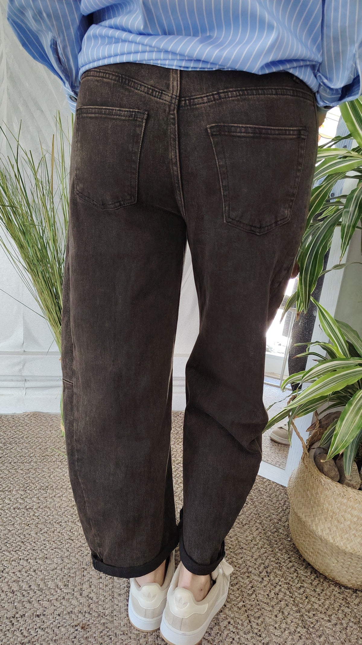 Jeans barrel lavaggio moro