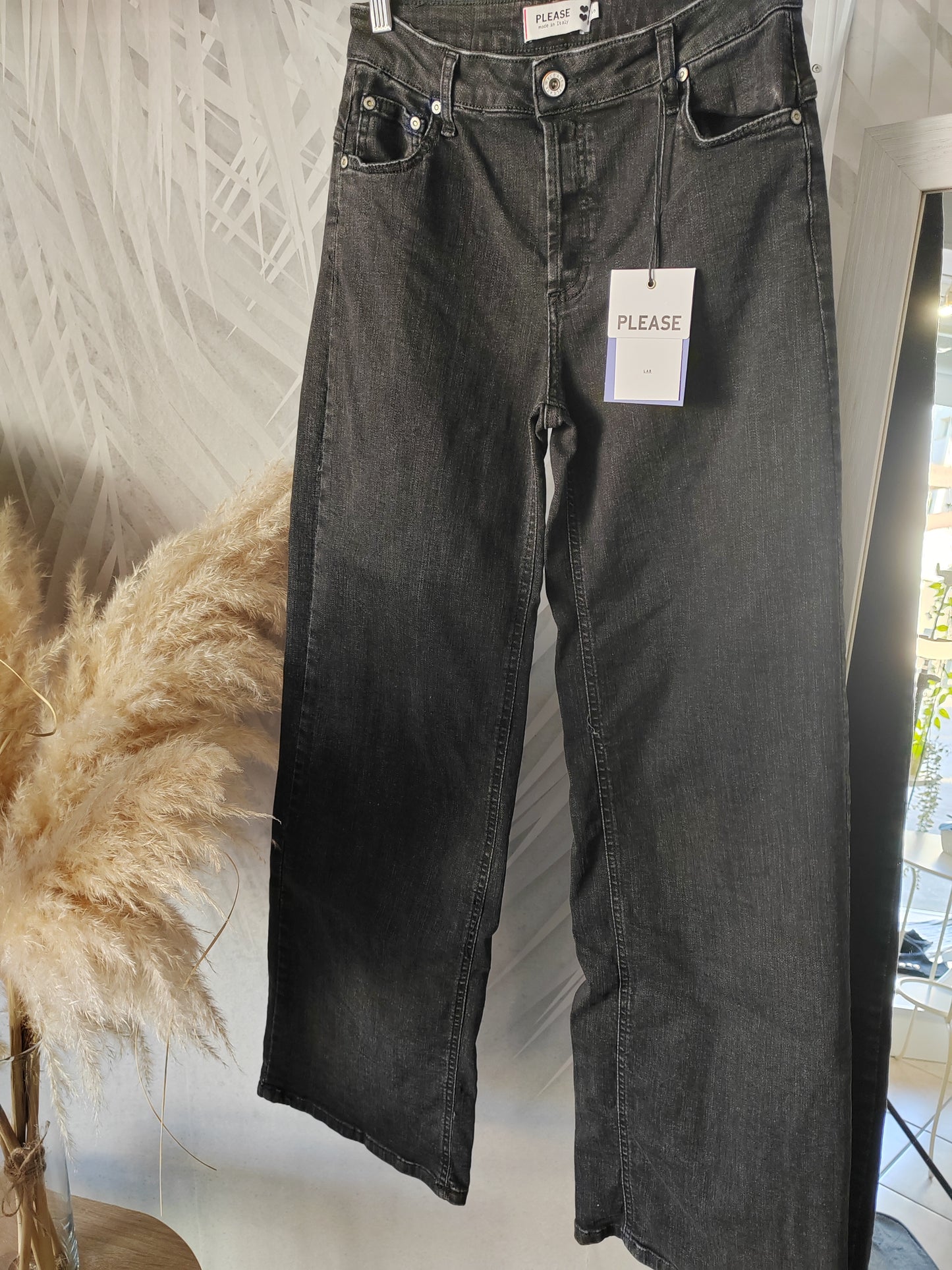 Jeans Wide leg nero denim