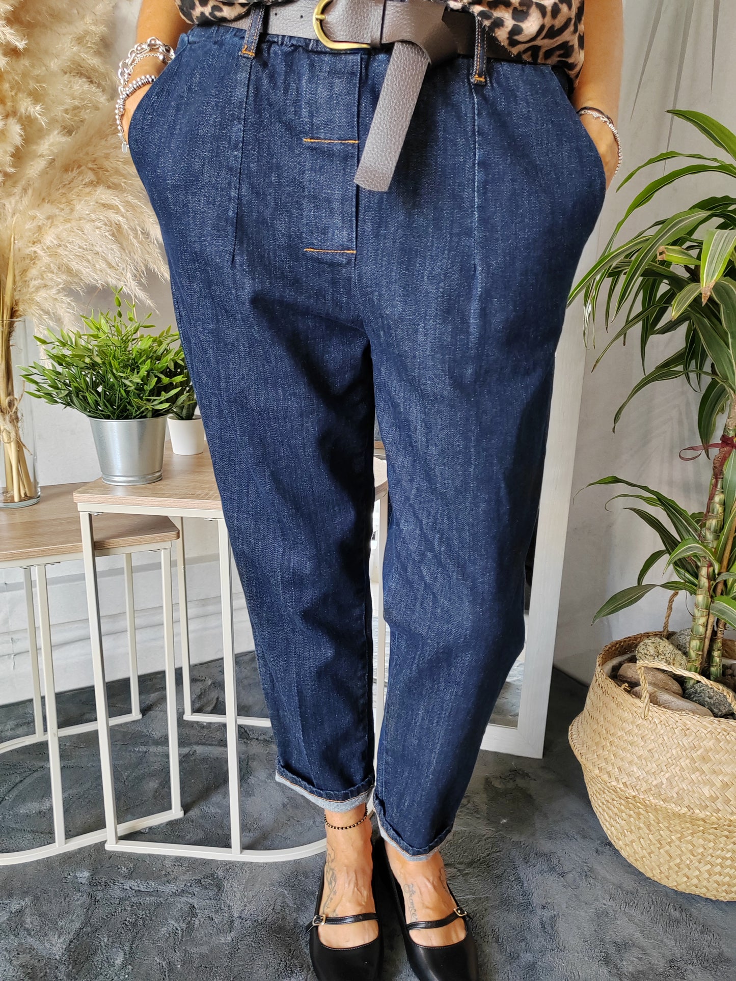 Pantalone denim elasticato