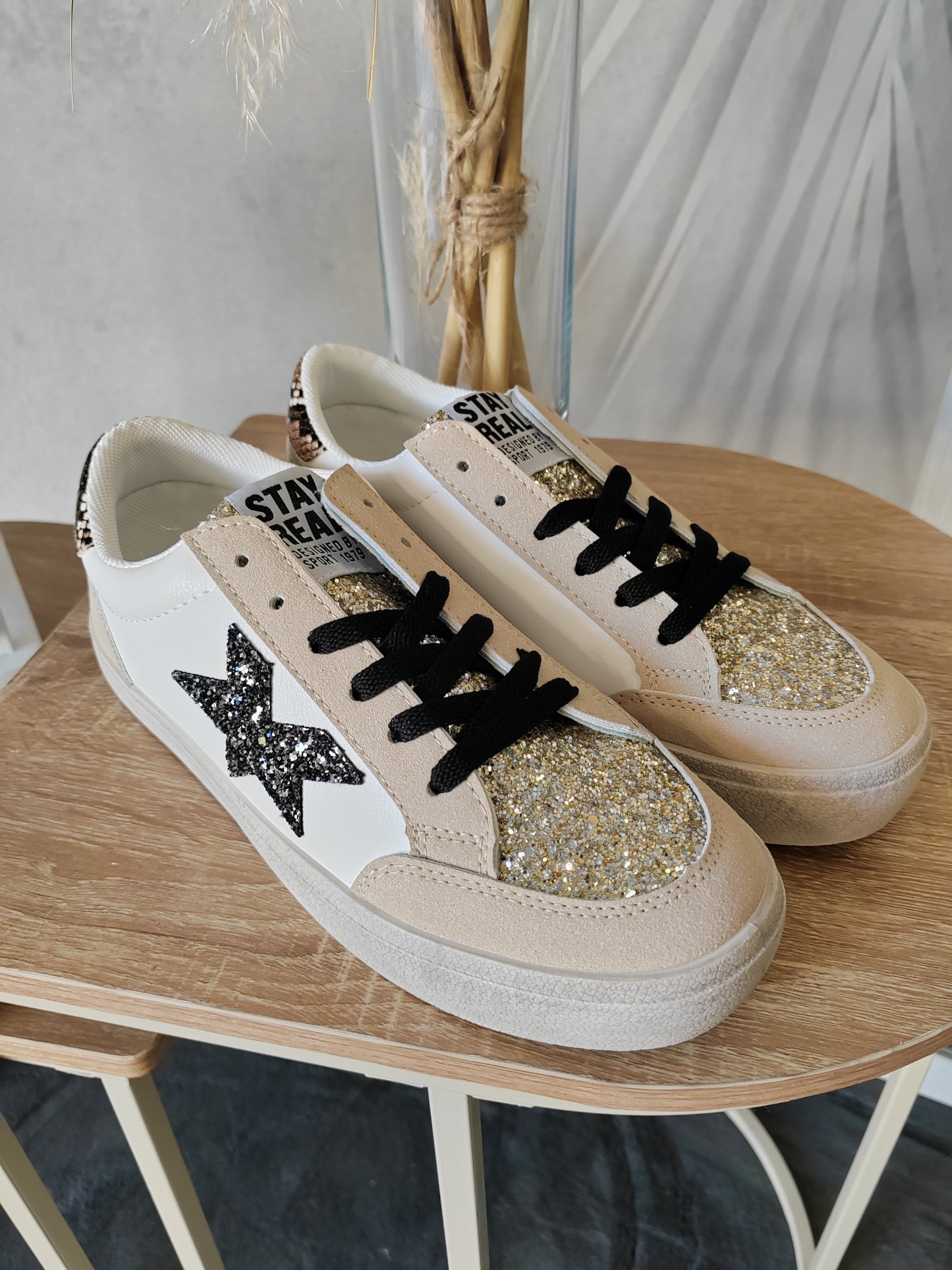 Sneakers ecopelle glitter