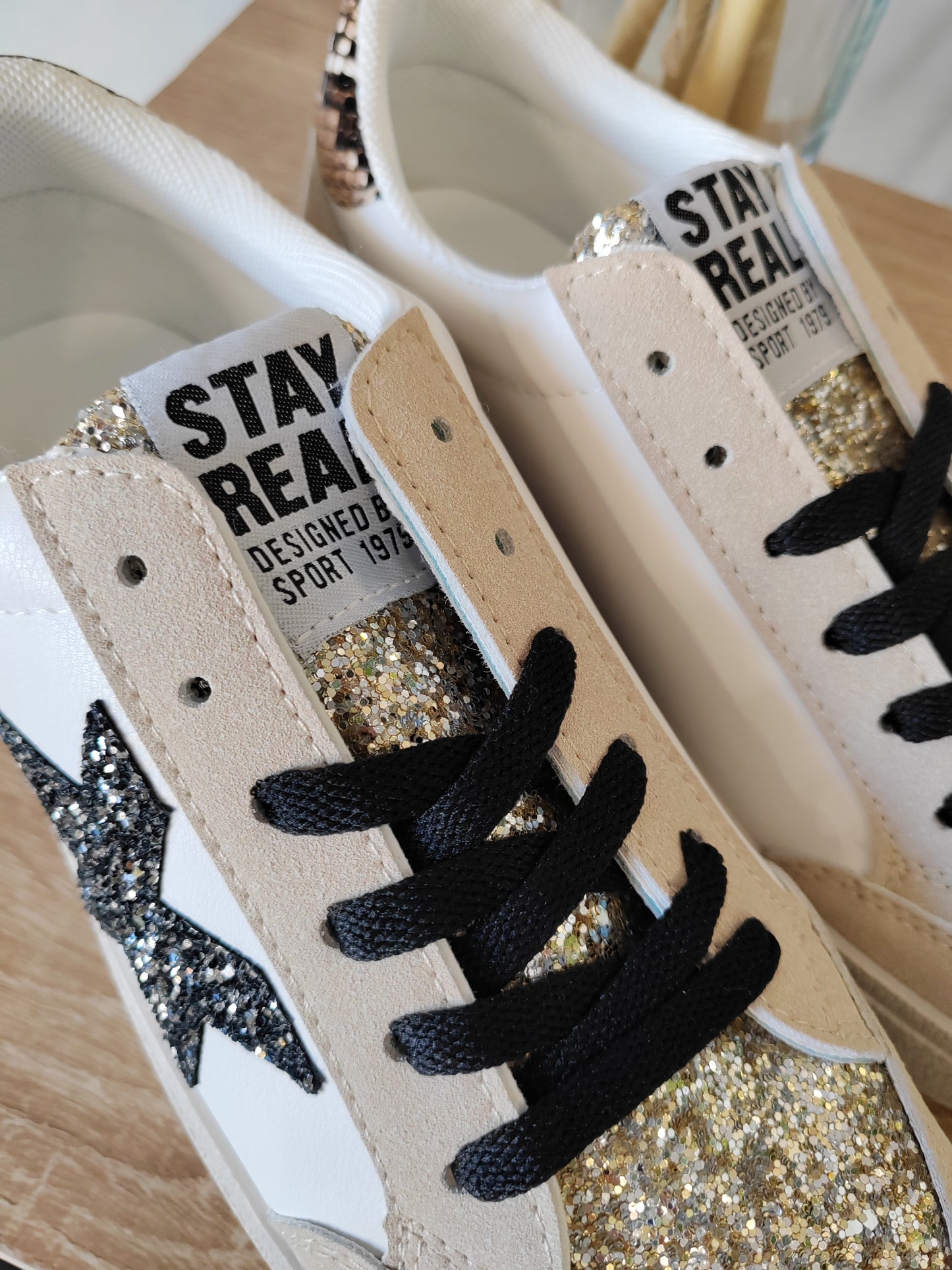 Sneakers ecopelle glitter