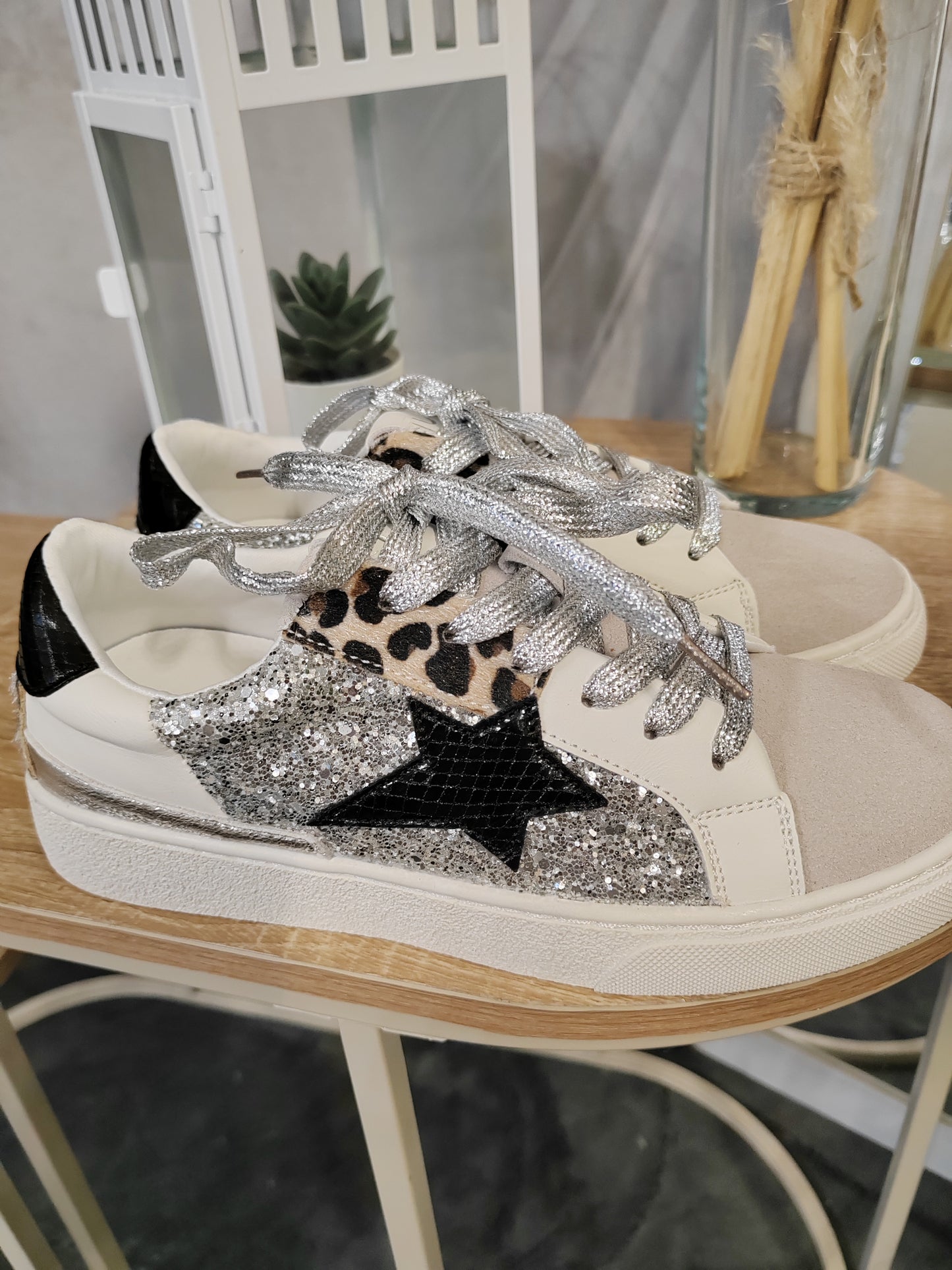 Sneakers ecopelle argento