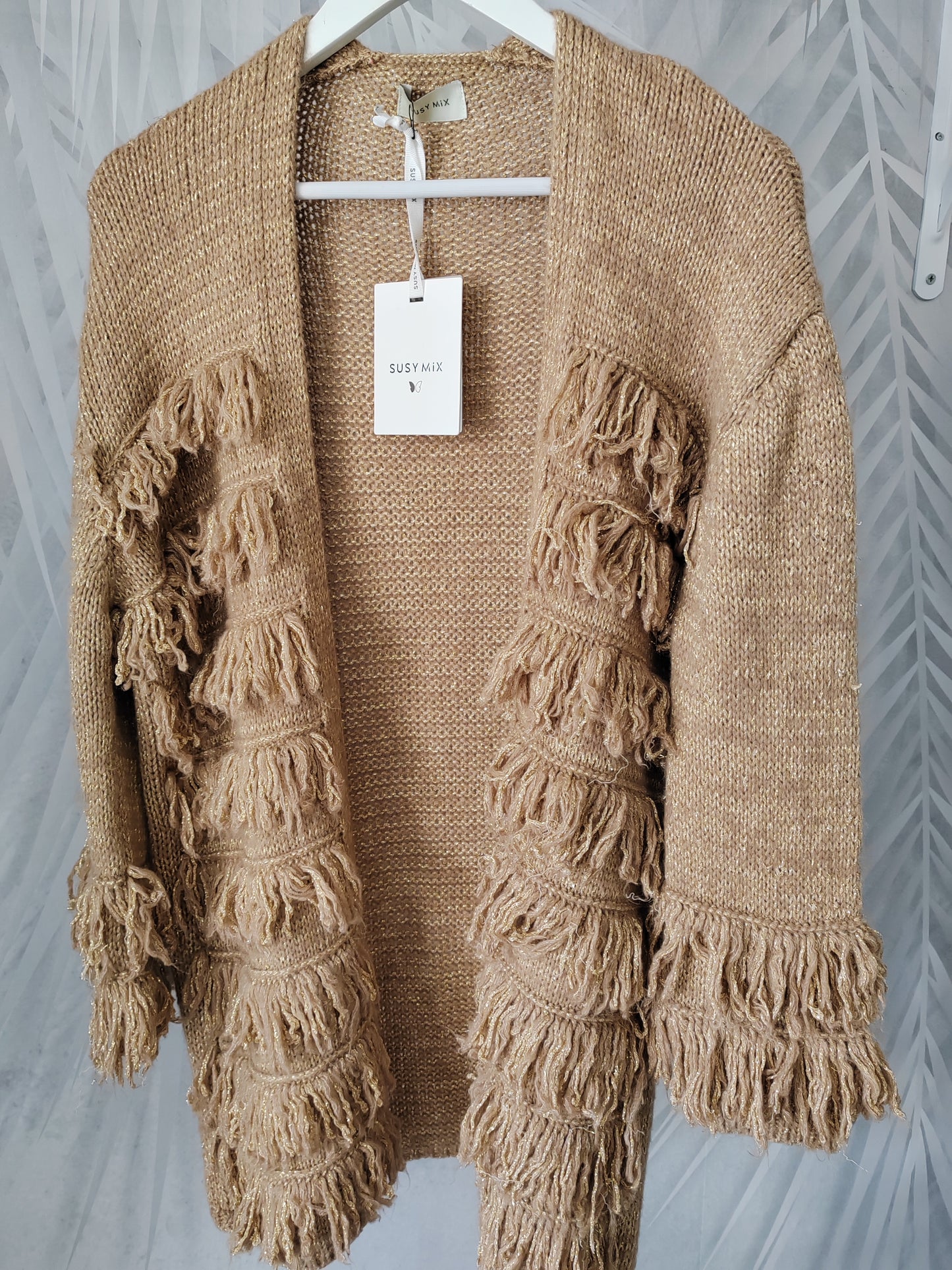 Cardigan lurex e frange