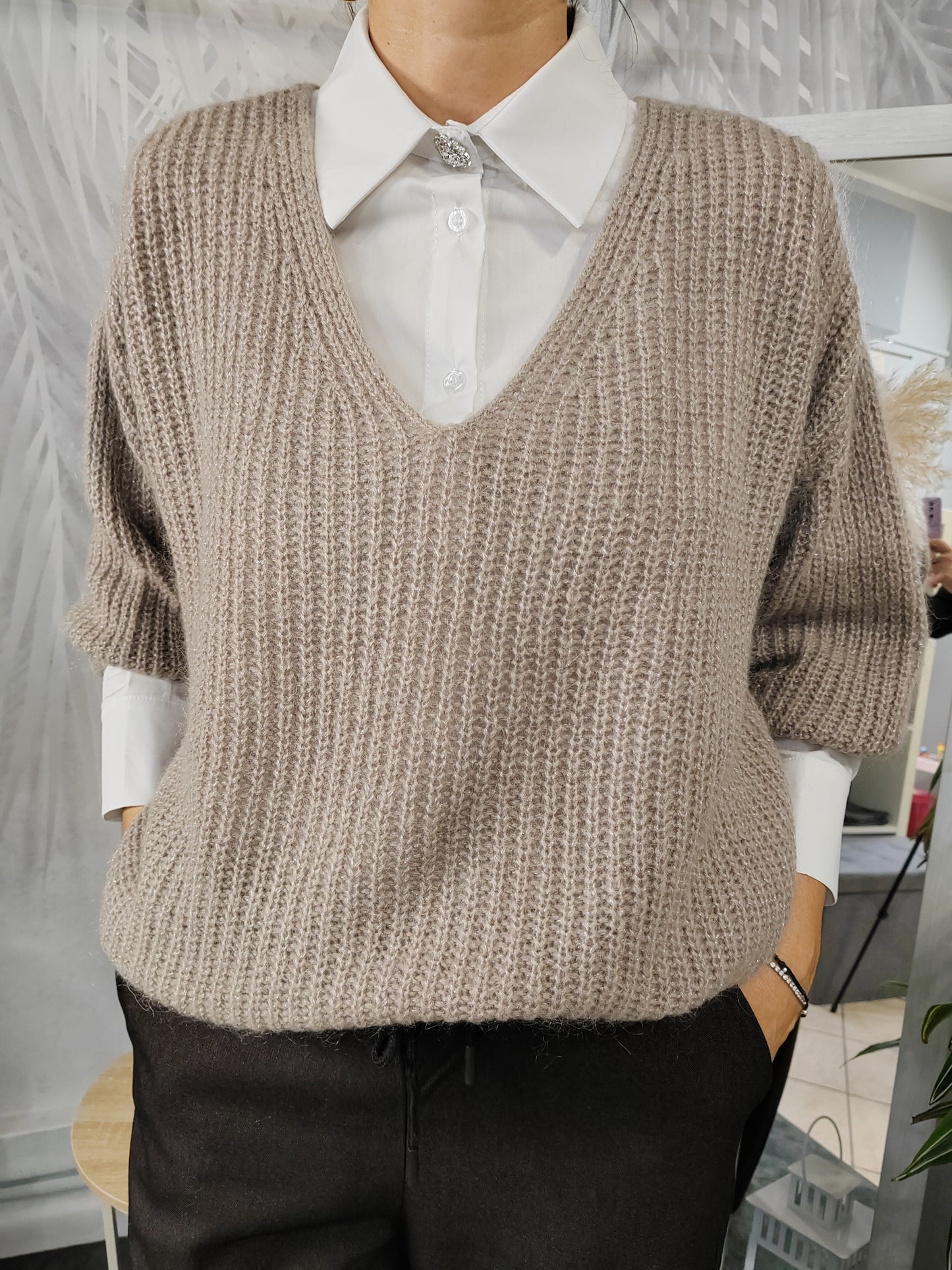 Pull misto mohair scollo V