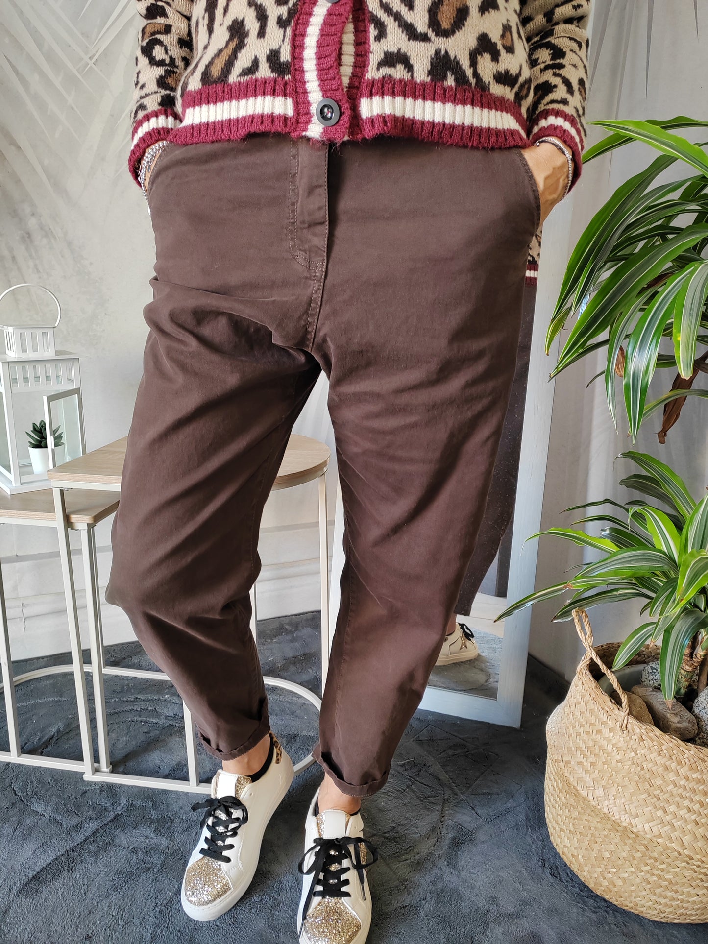 Pantaloni slouchy marroni