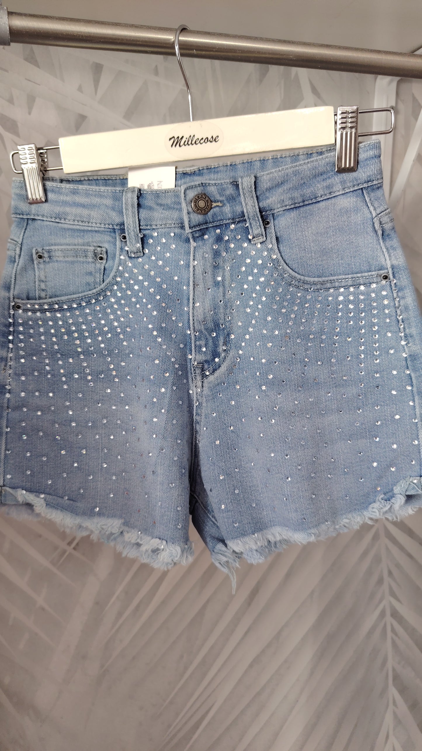 Short denim con strass