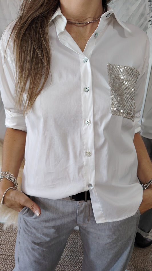 Camicia tasca paillettes