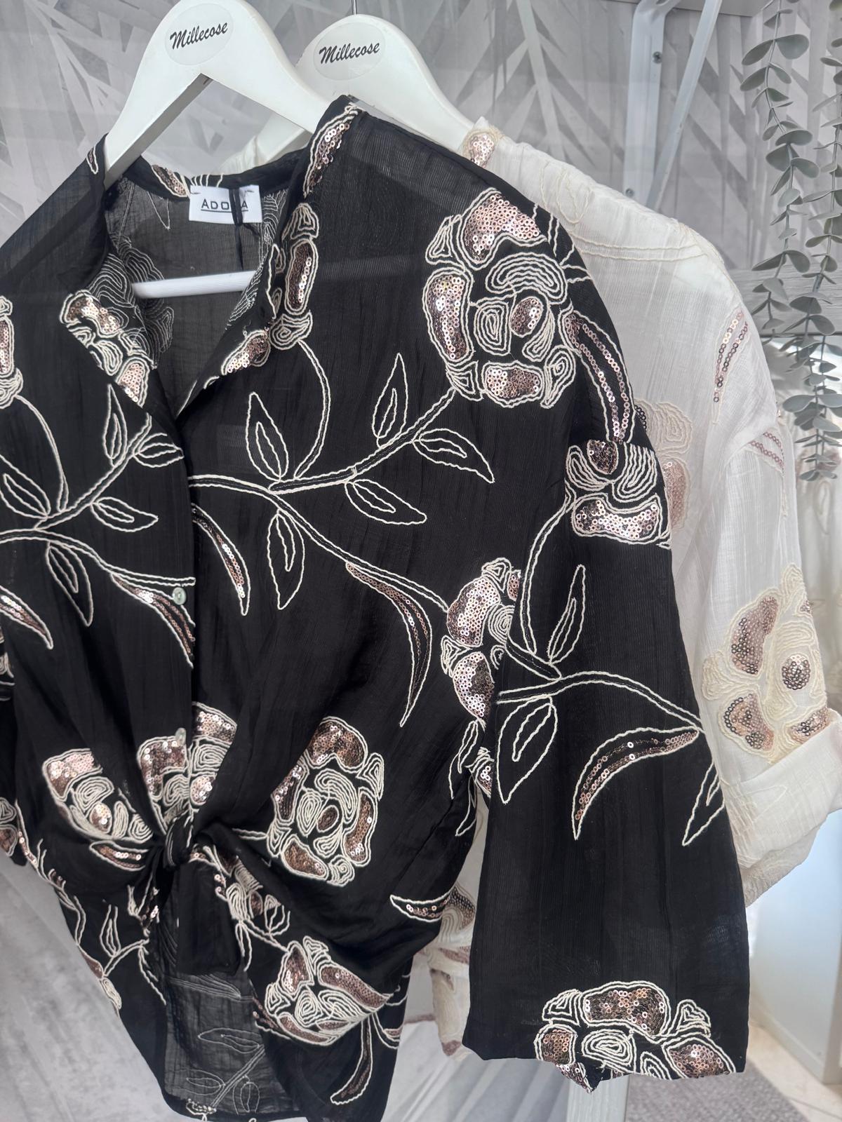 Camicia con ricami paillettes