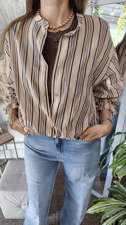 Camicia righe con polsini arricciati