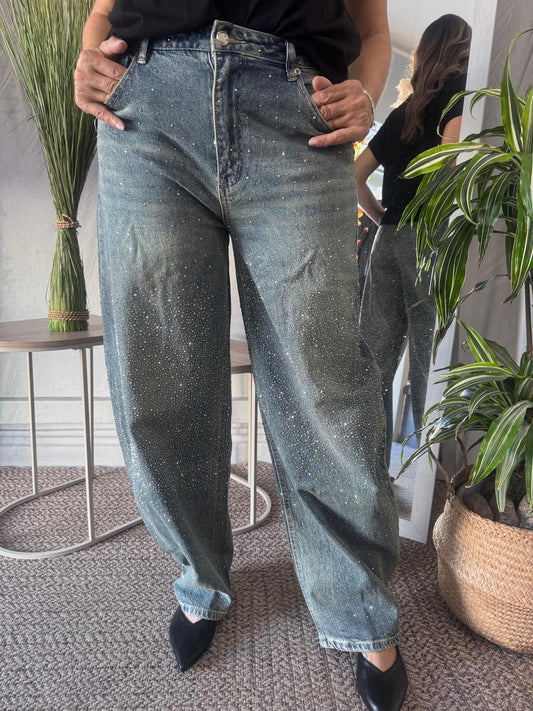 Jeans baloon strass