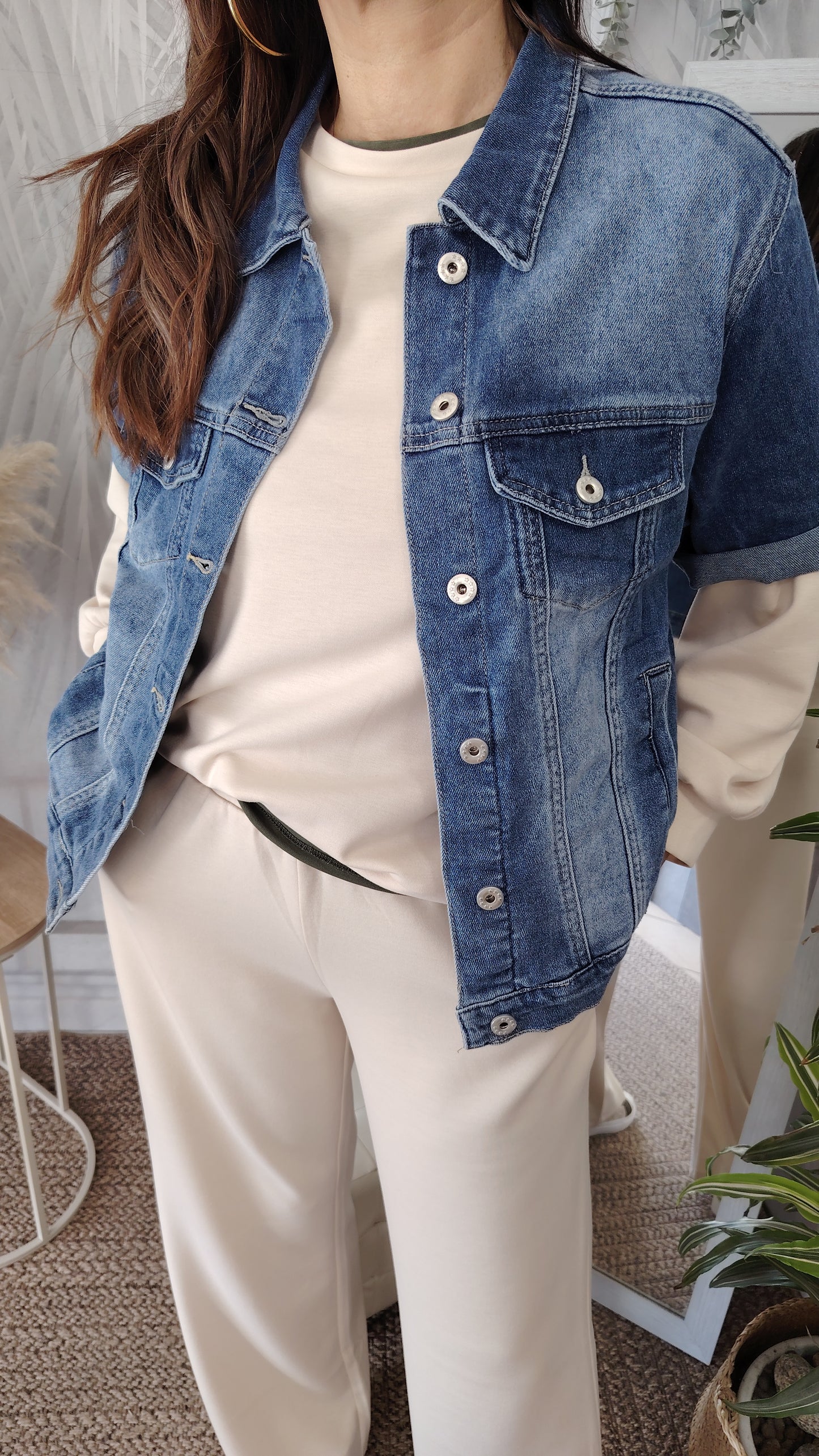 Giubbino denim manica 3/4