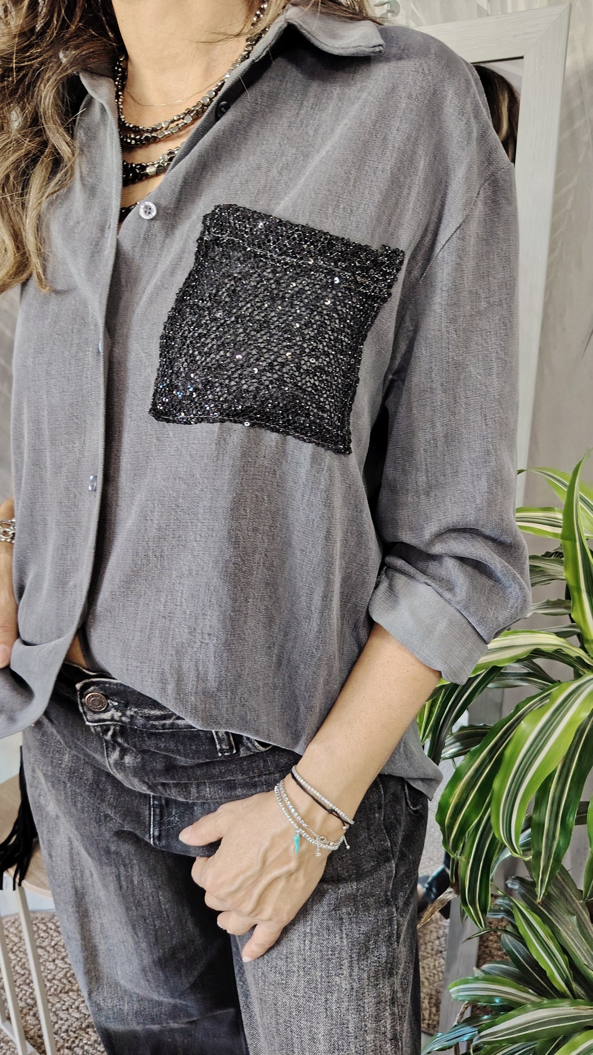 Camicia  tasca paiettes