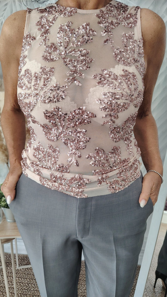 Canotta tulle e paillettes
