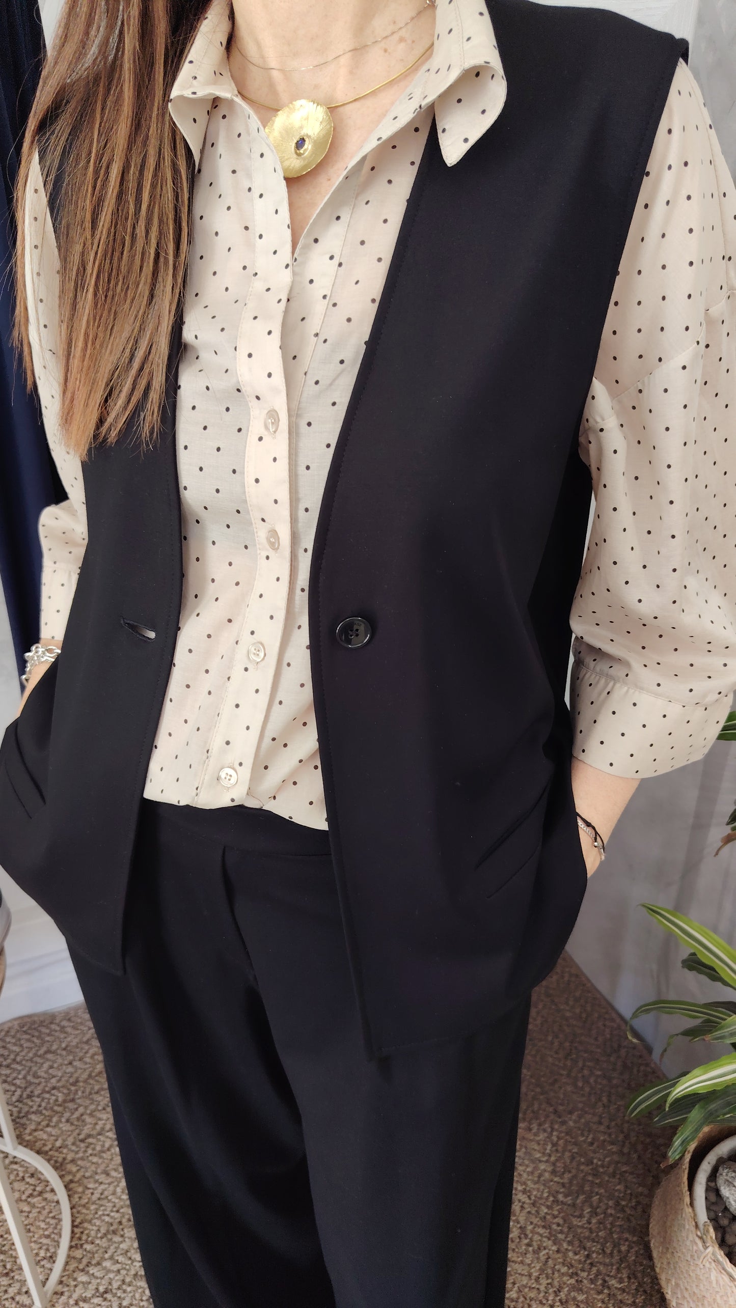 Gilet lungo in punto Milano