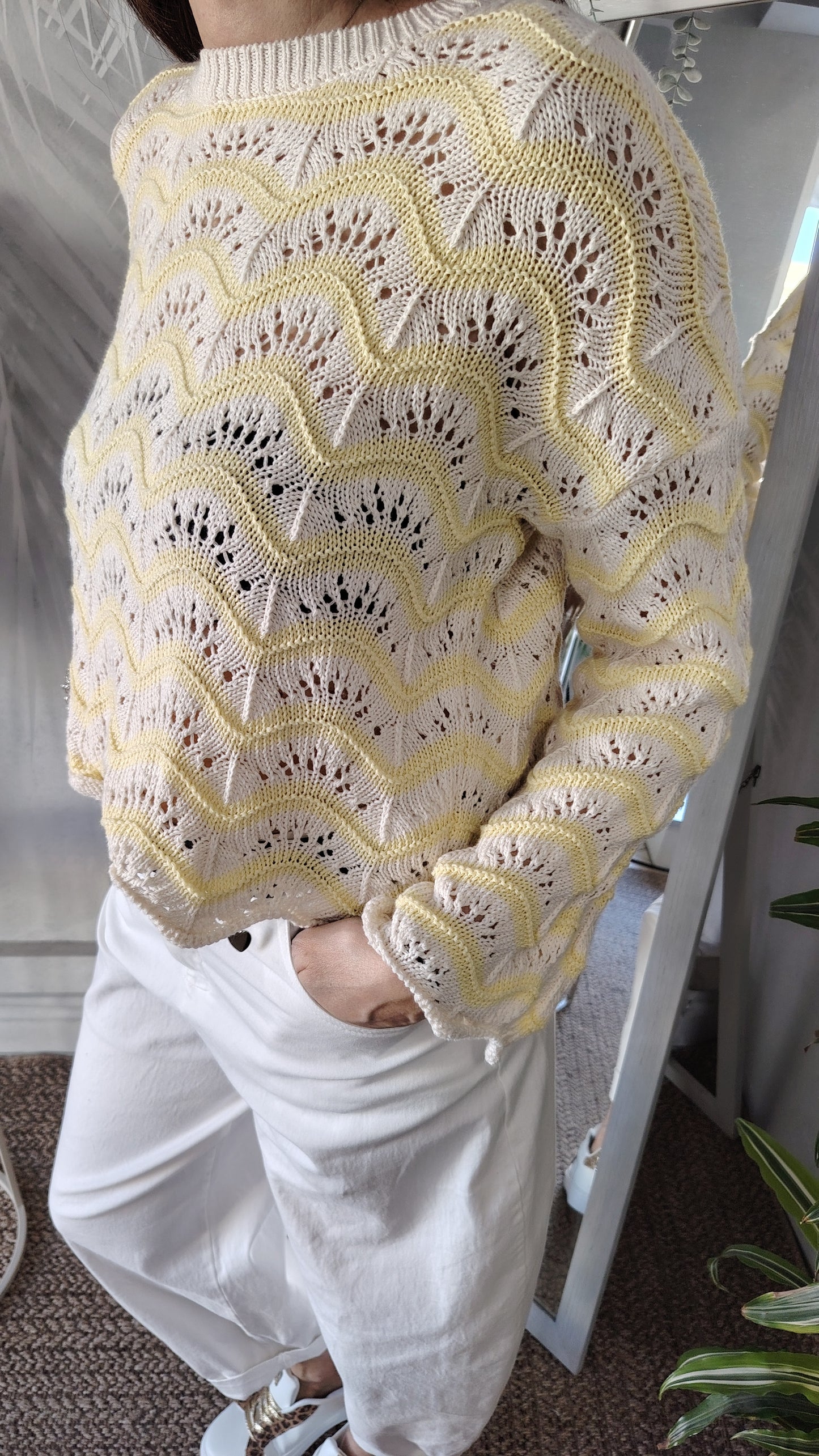 Pull punto pavone bicolore