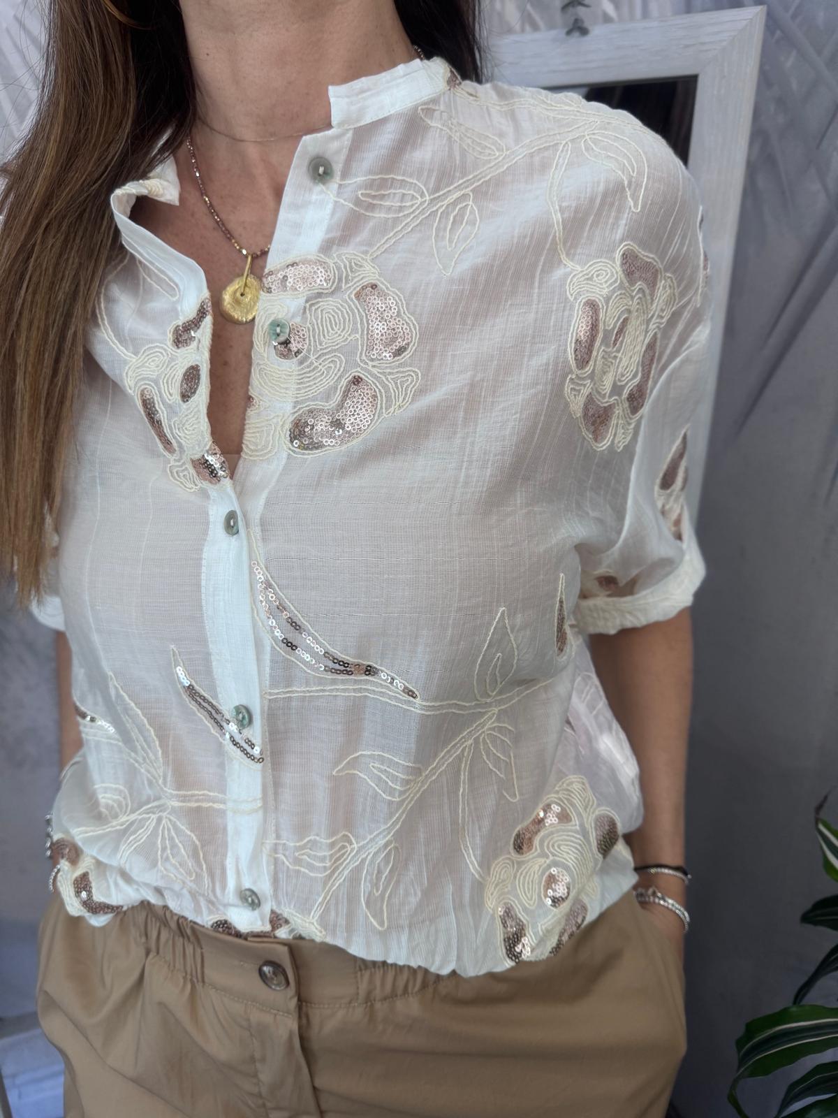 Camicia con ricami paillettes