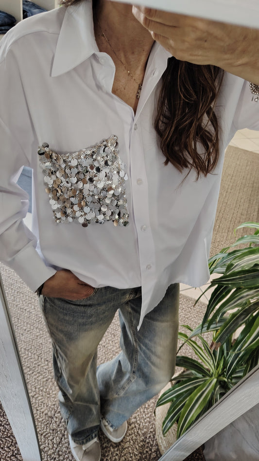 Camicia con tasca paiettes
