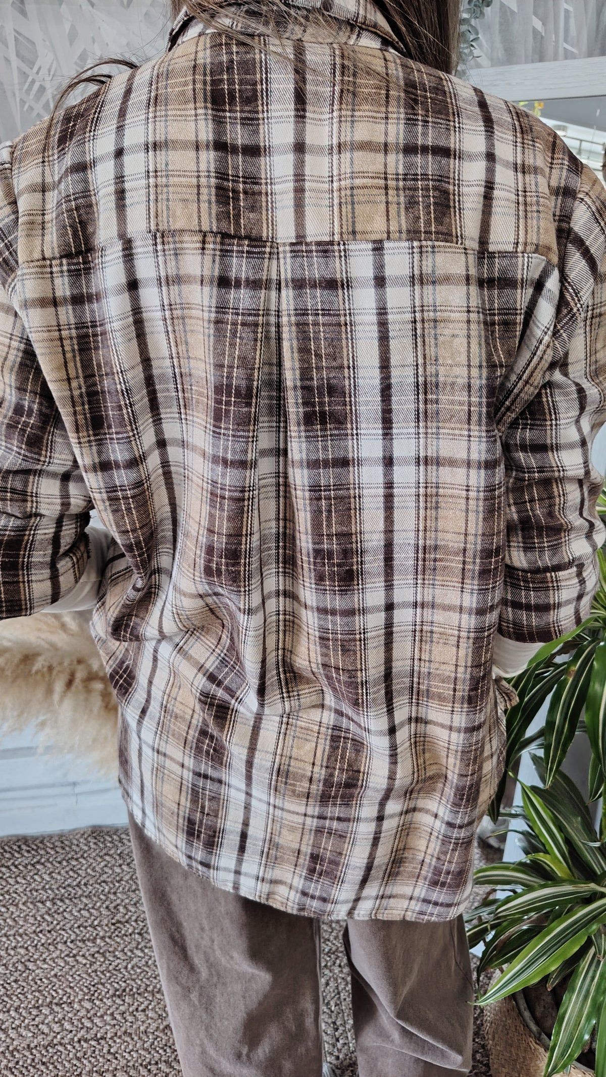 Camicia check beige/marrone