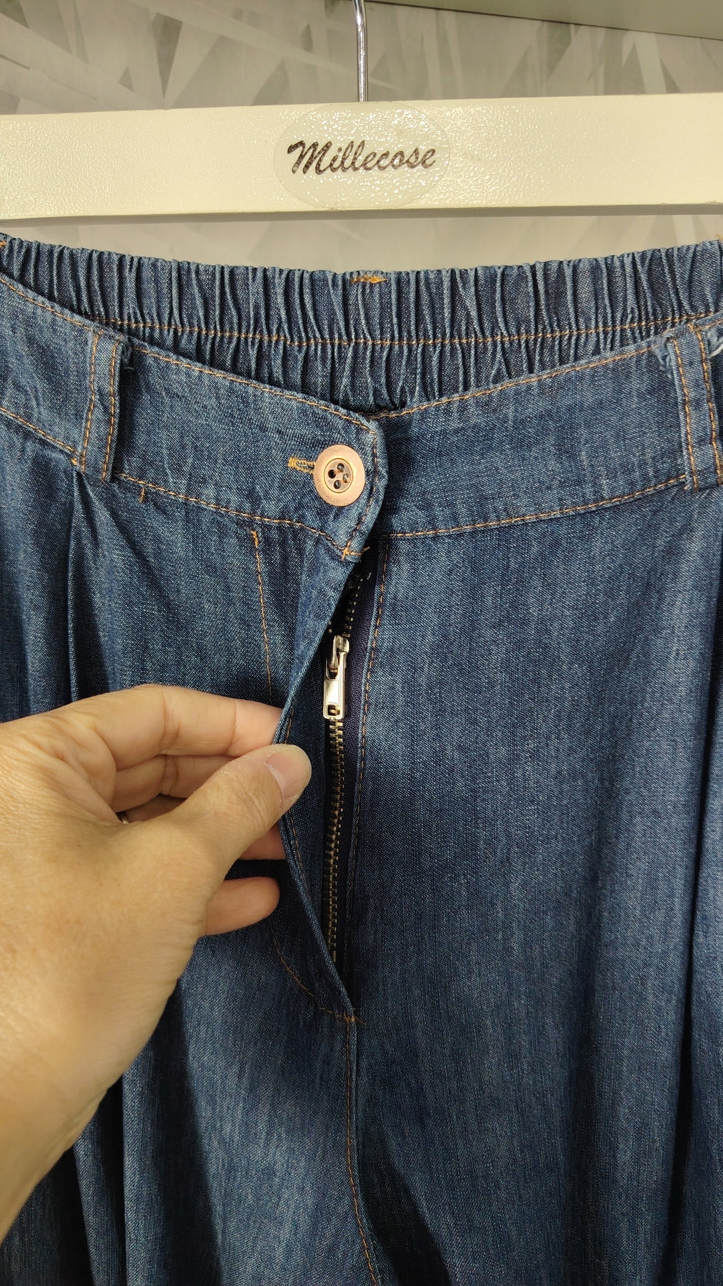 Pantalone palazzo in chambray
