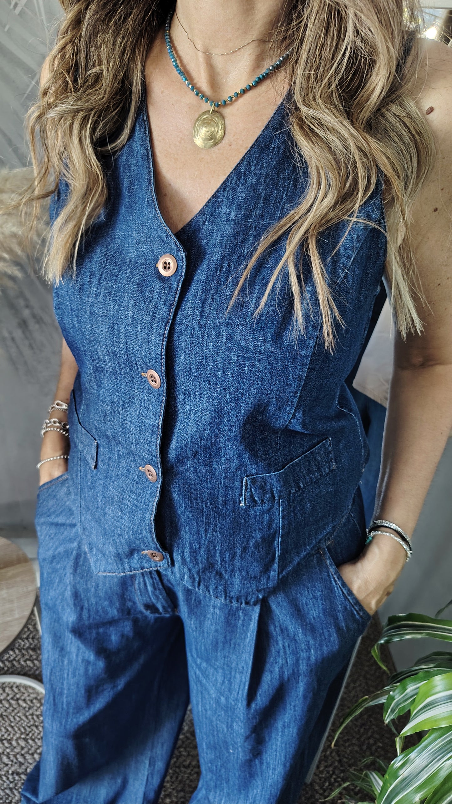 Gilet chambray