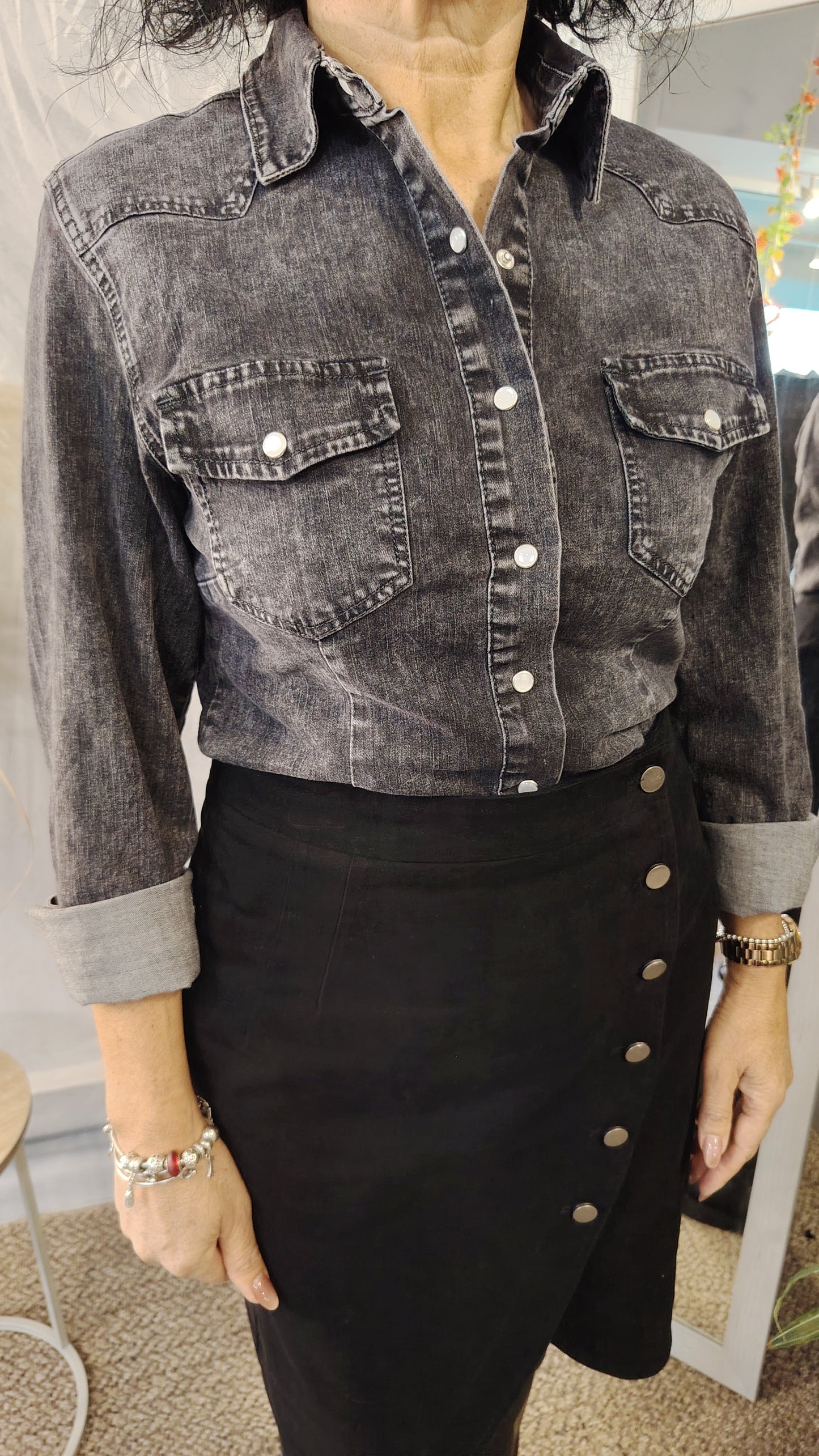 Camicia denim grigio