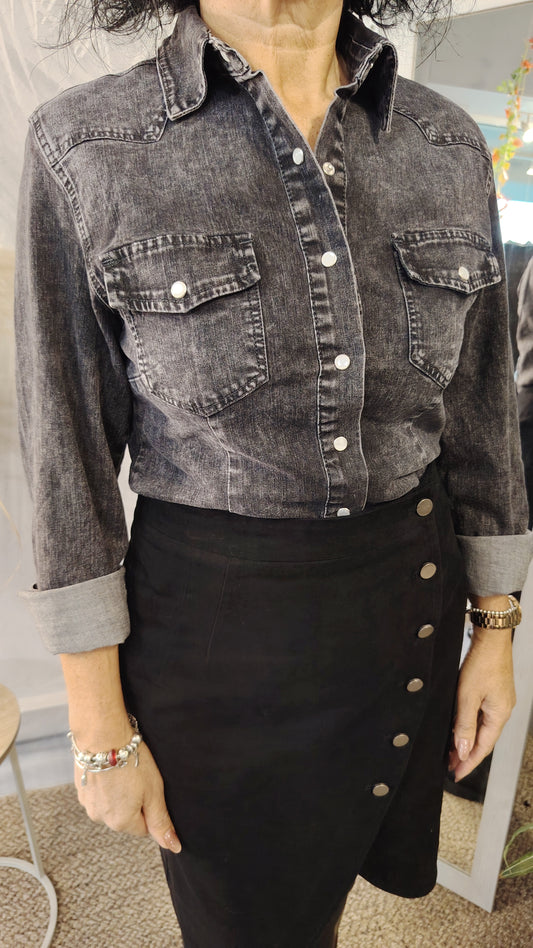 Camicia denim grigio