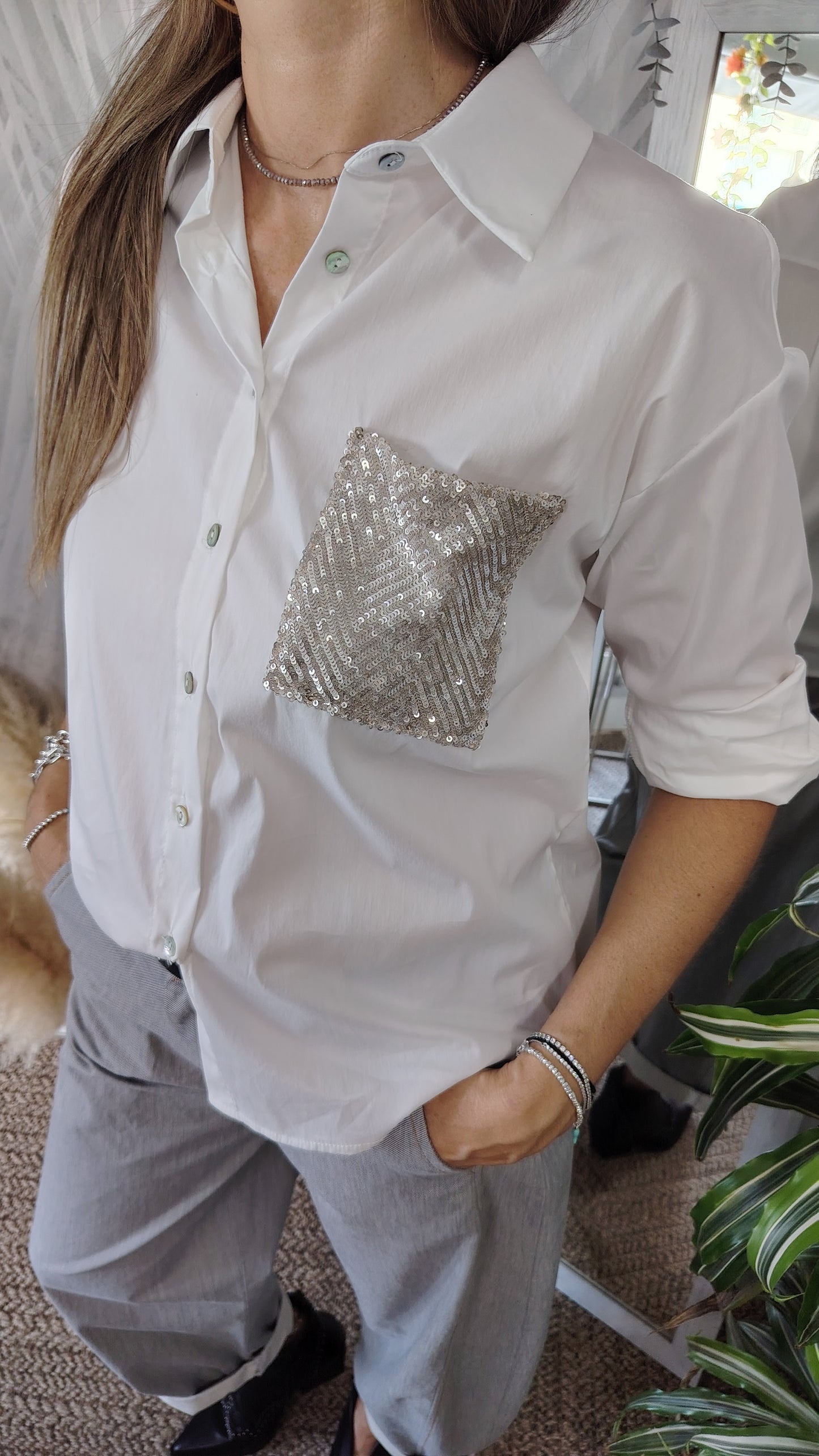 Camicia tasca paillettes