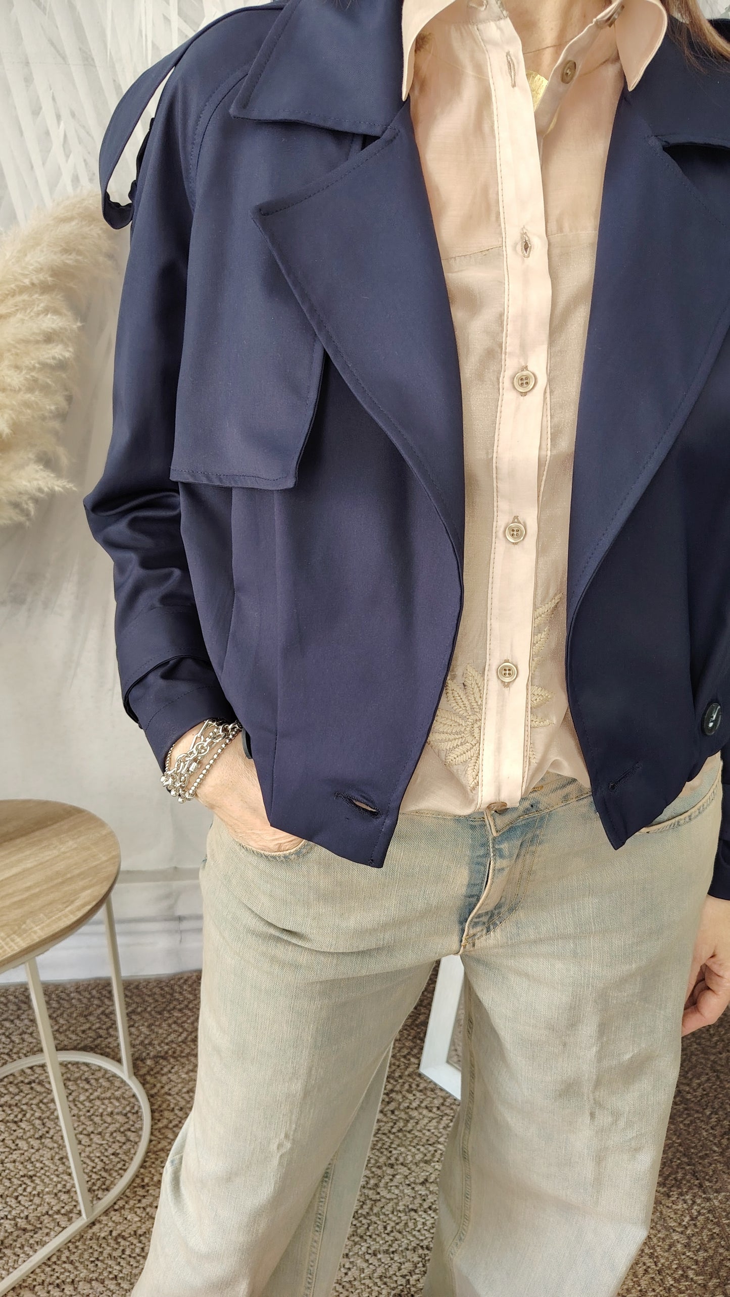 Trench corto blu