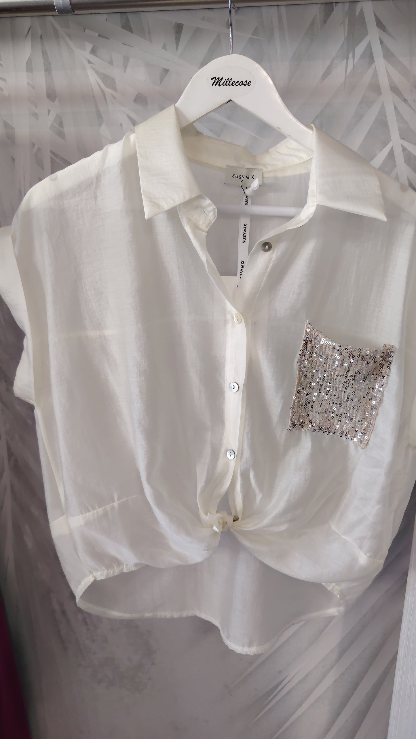 Camicia tasca paillettes