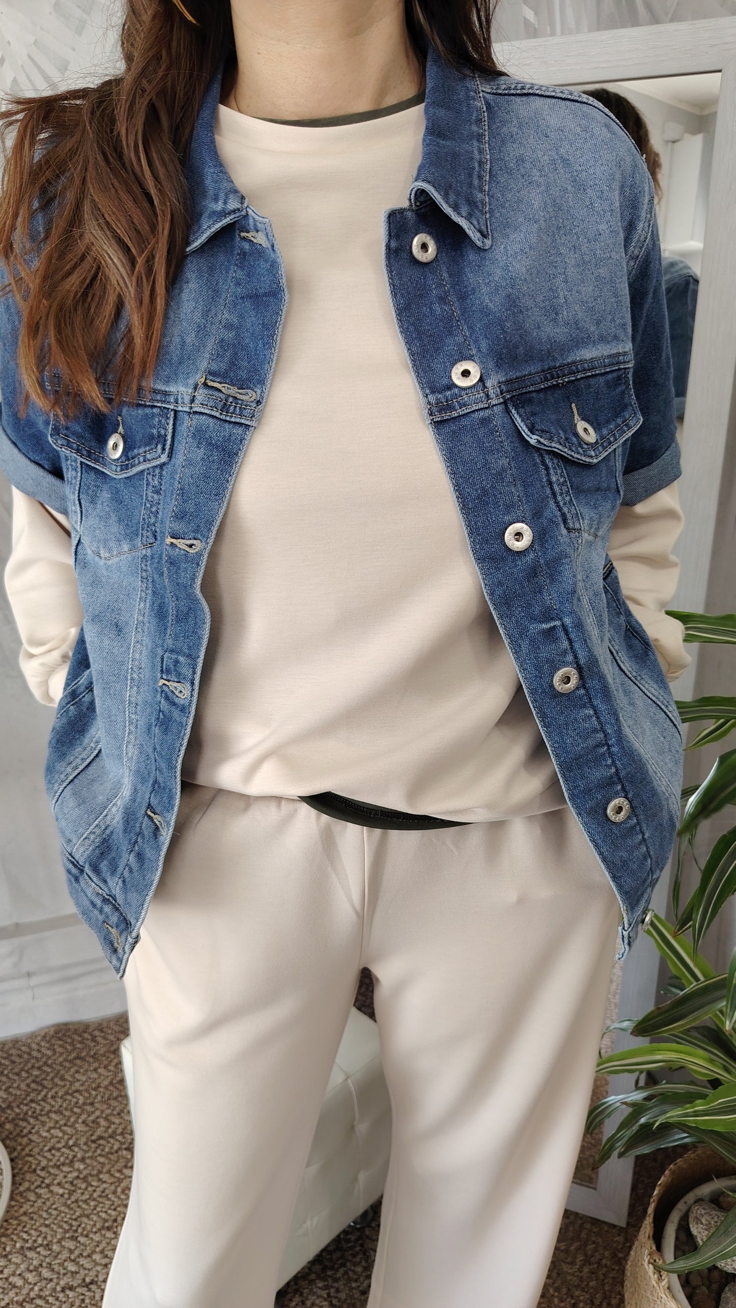 Giubbino denim manica 3/4
