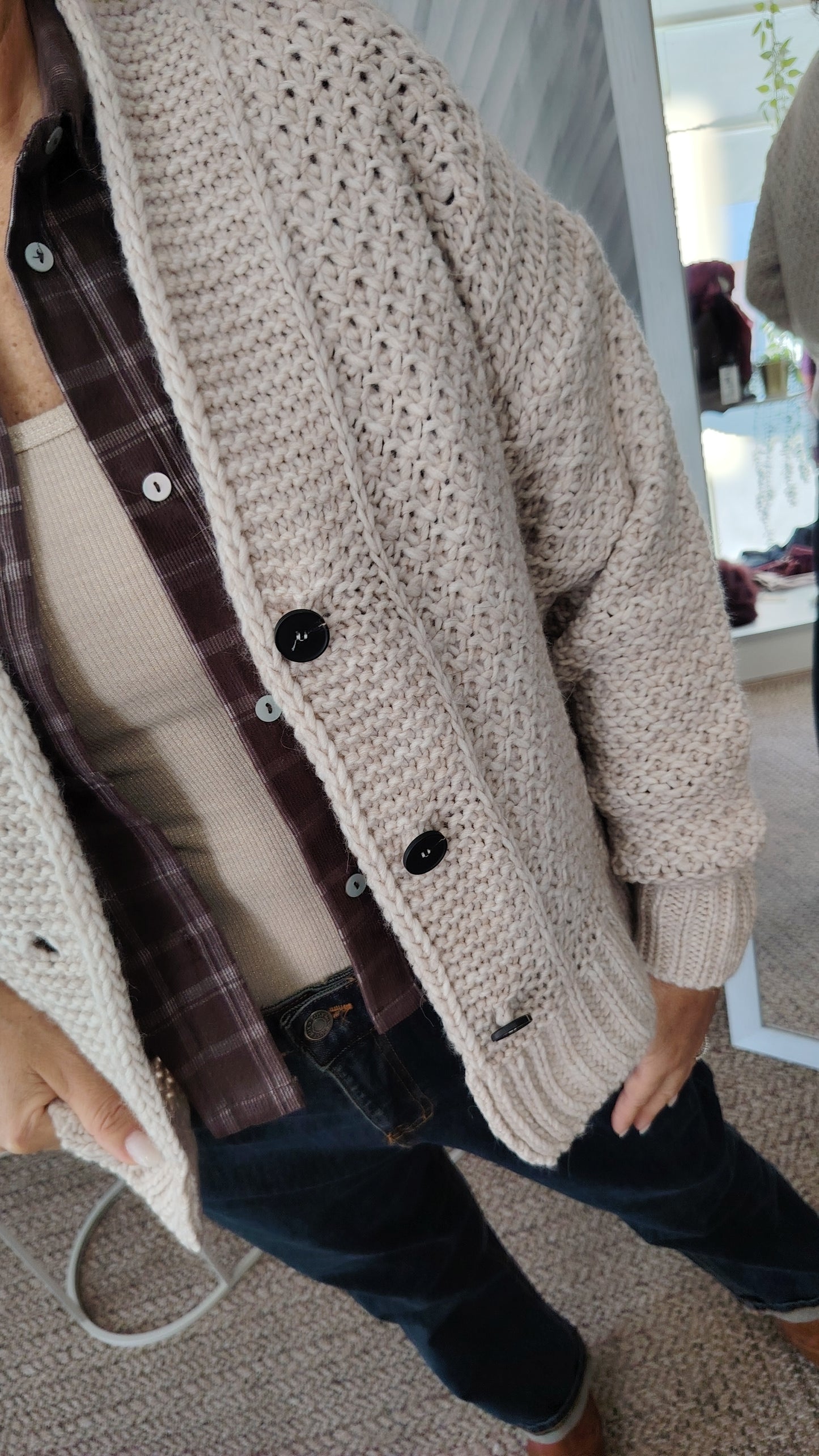 Cardigan costa perlata