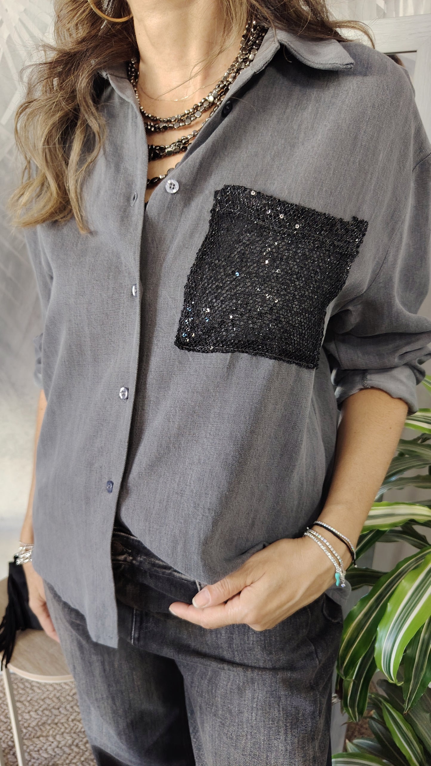 Camicia  tasca paiettes