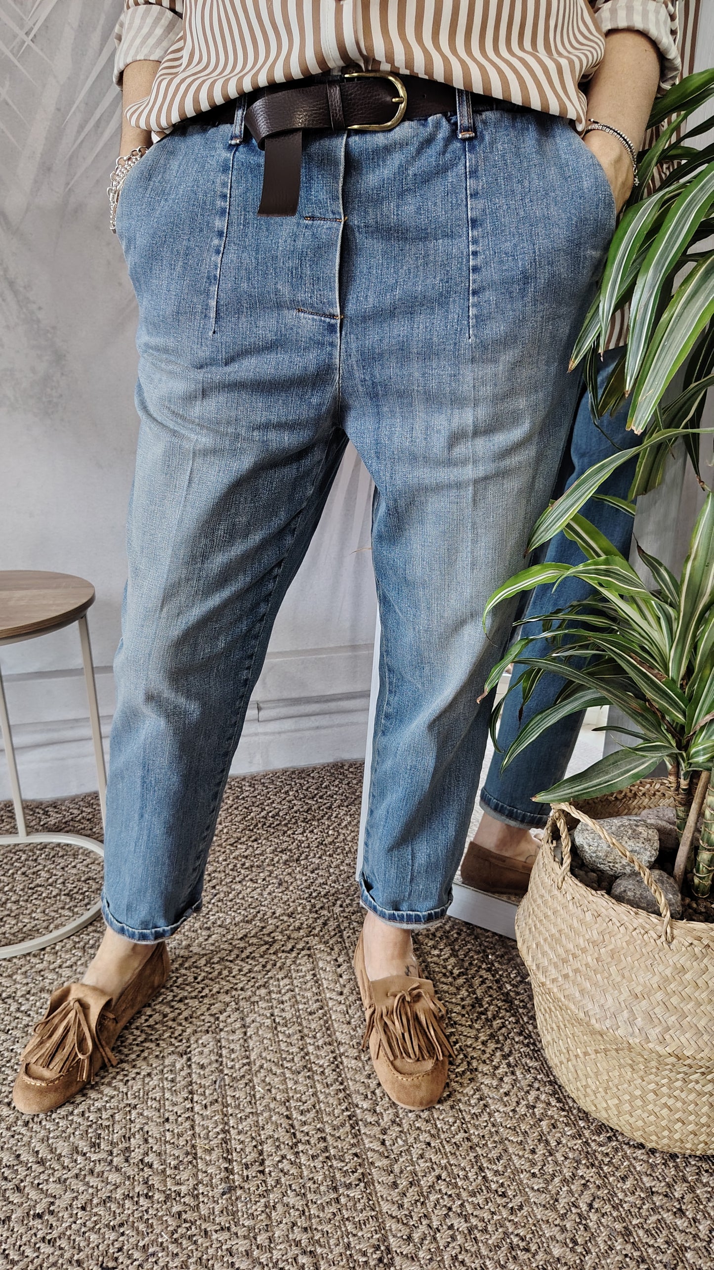 Jeans cinturino elasticato