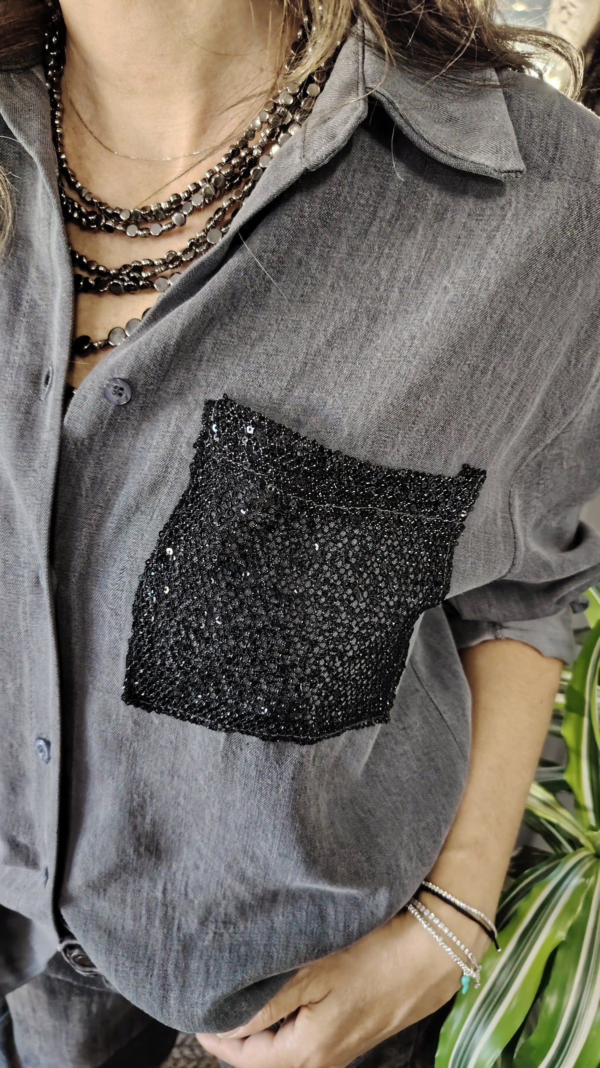 Camicia  tasca paiettes
