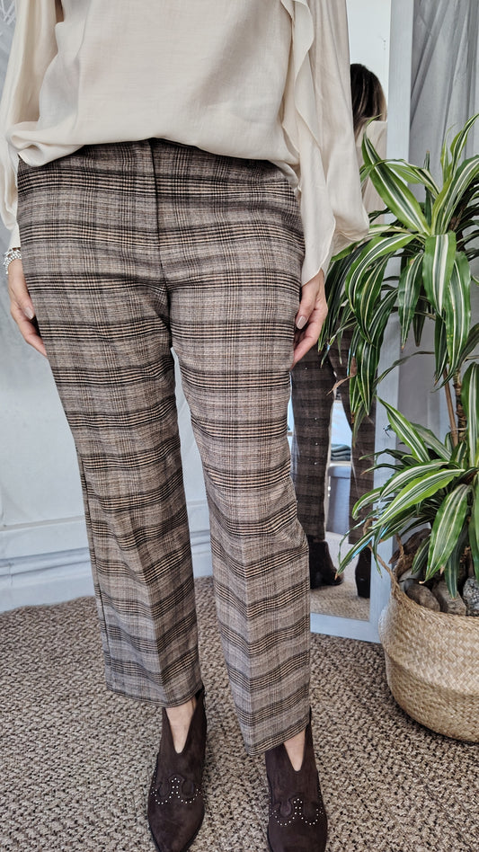 Pantaloni check misto lana