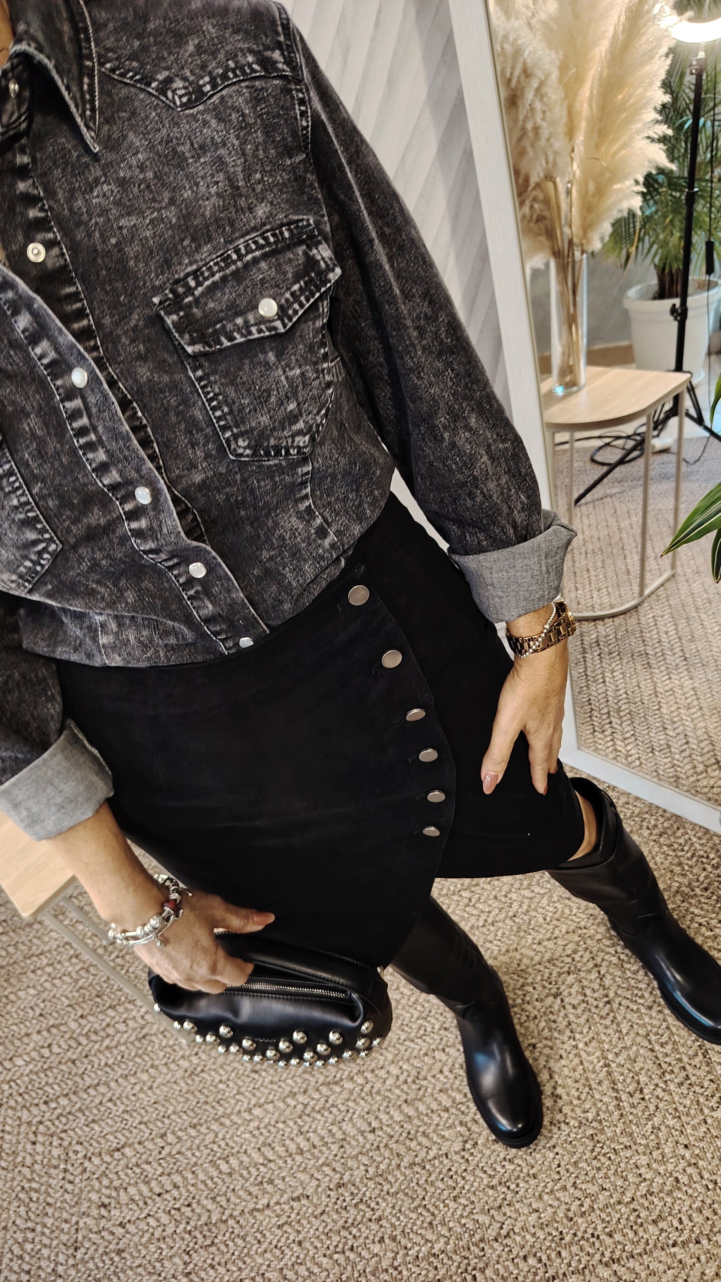 Camicia denim grigio