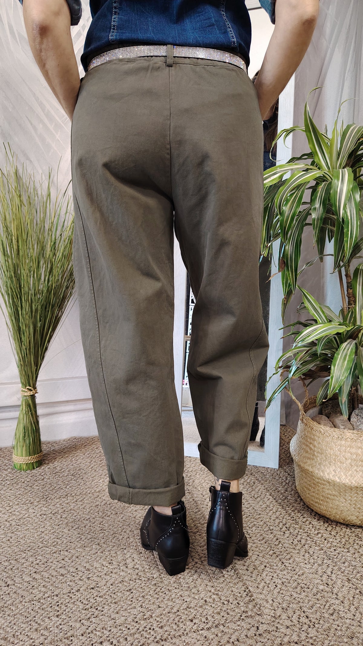 Pantalone stellina verde militare