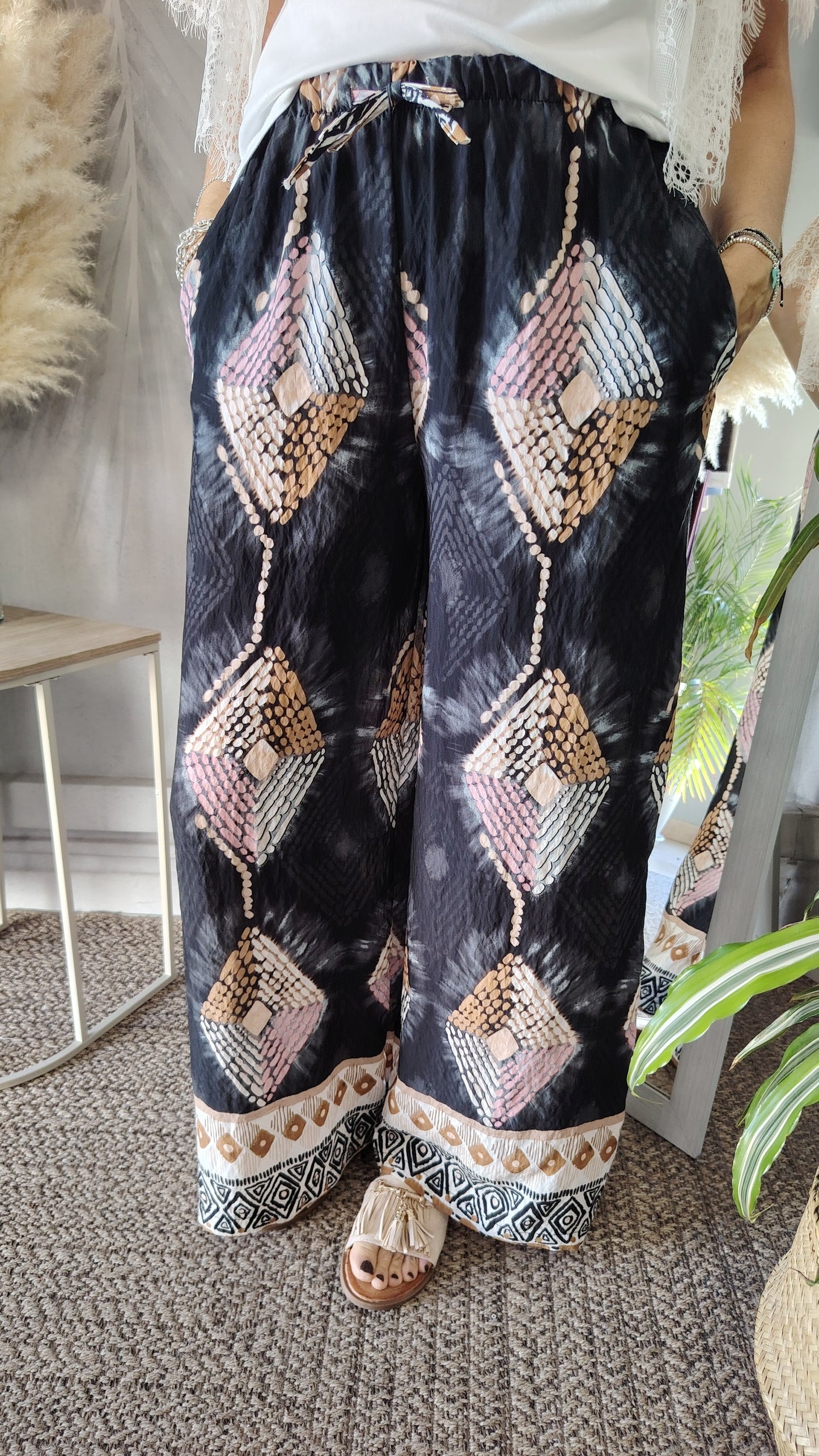 Pantaloni viscosa fantasia