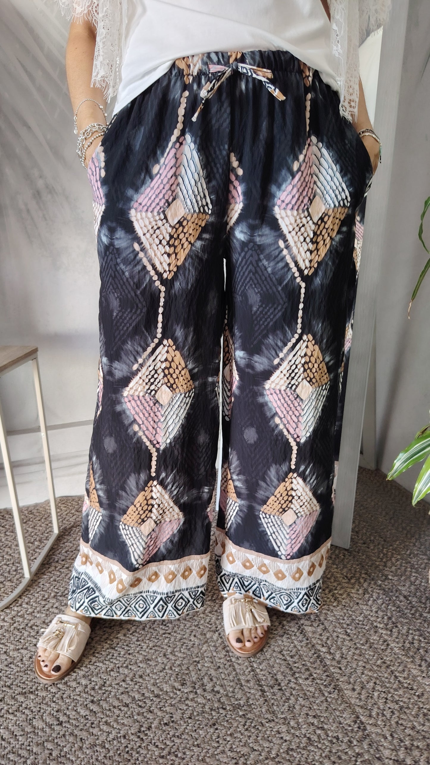 Pantaloni viscosa fantasia