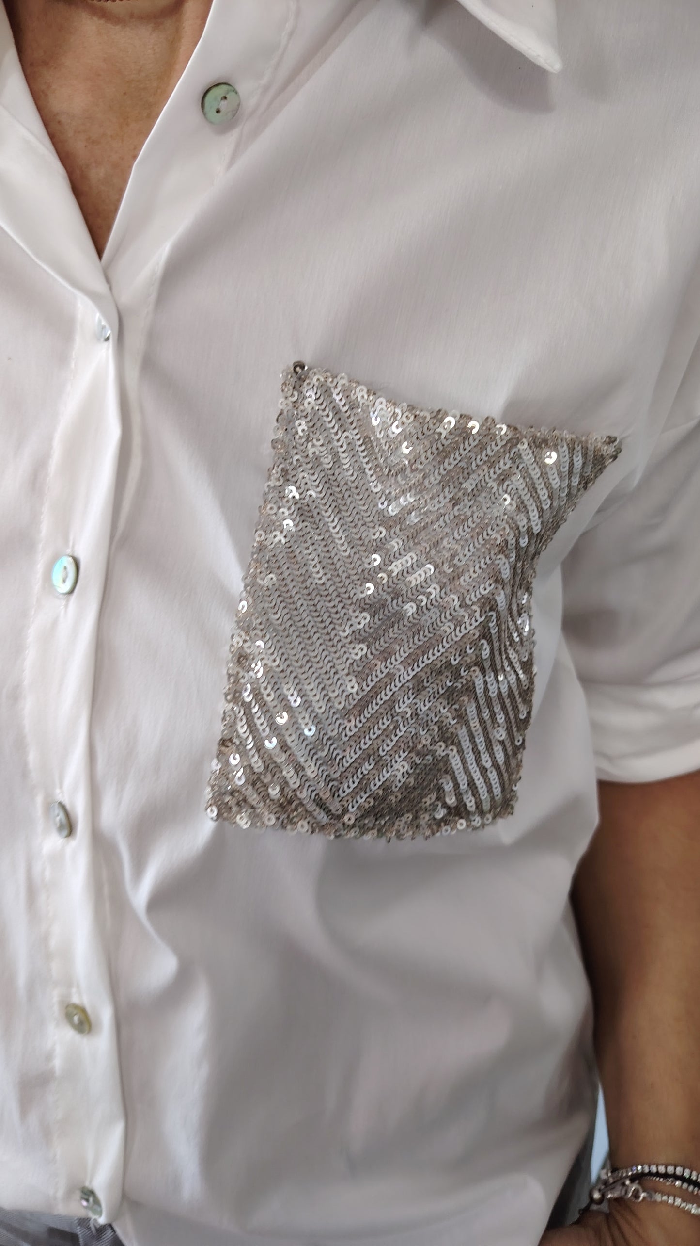 Camicia tasca paillettes