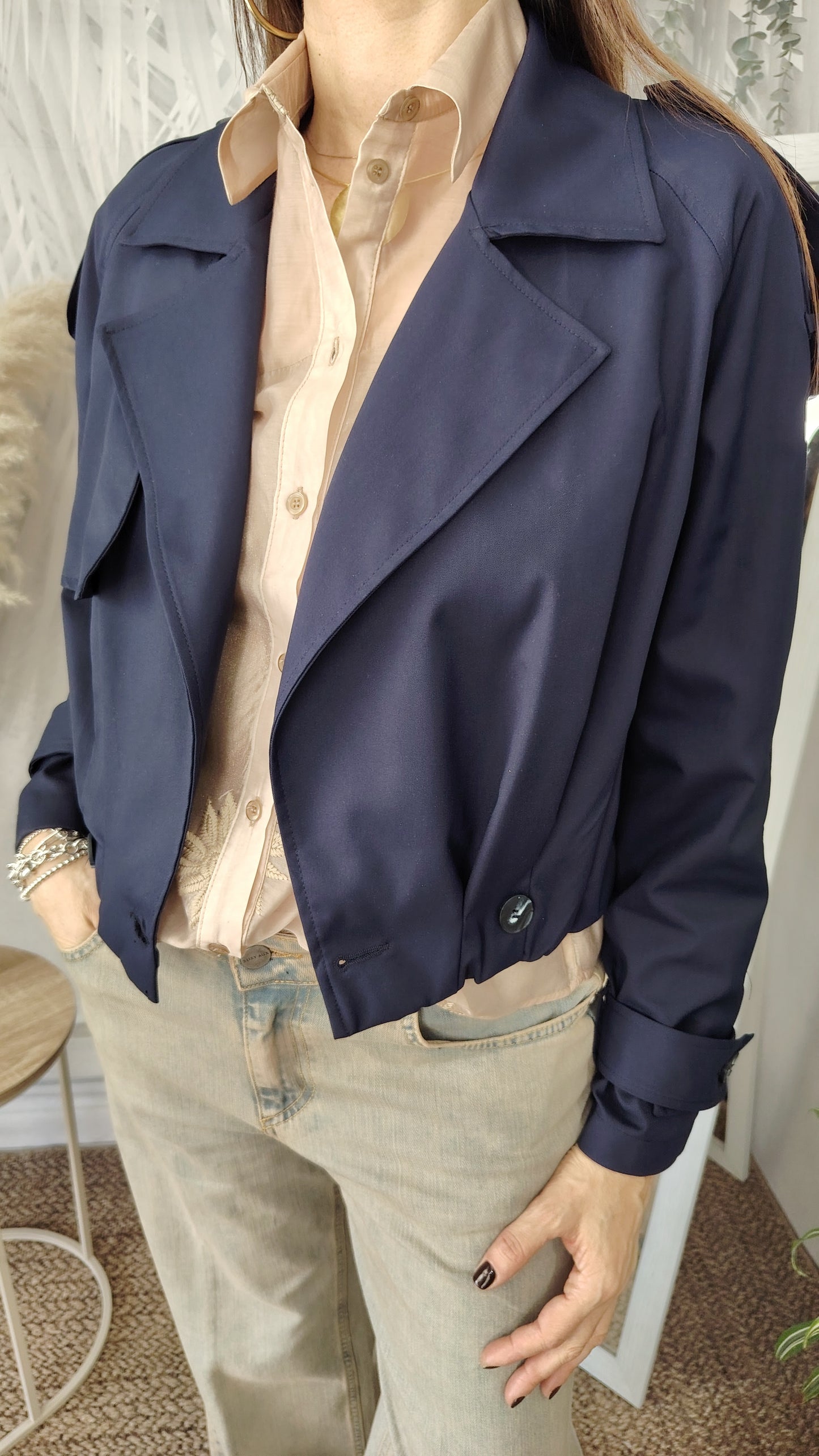 Trench corto blu