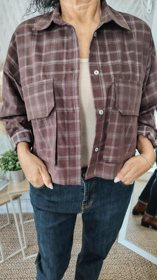 Camicia crop quadri