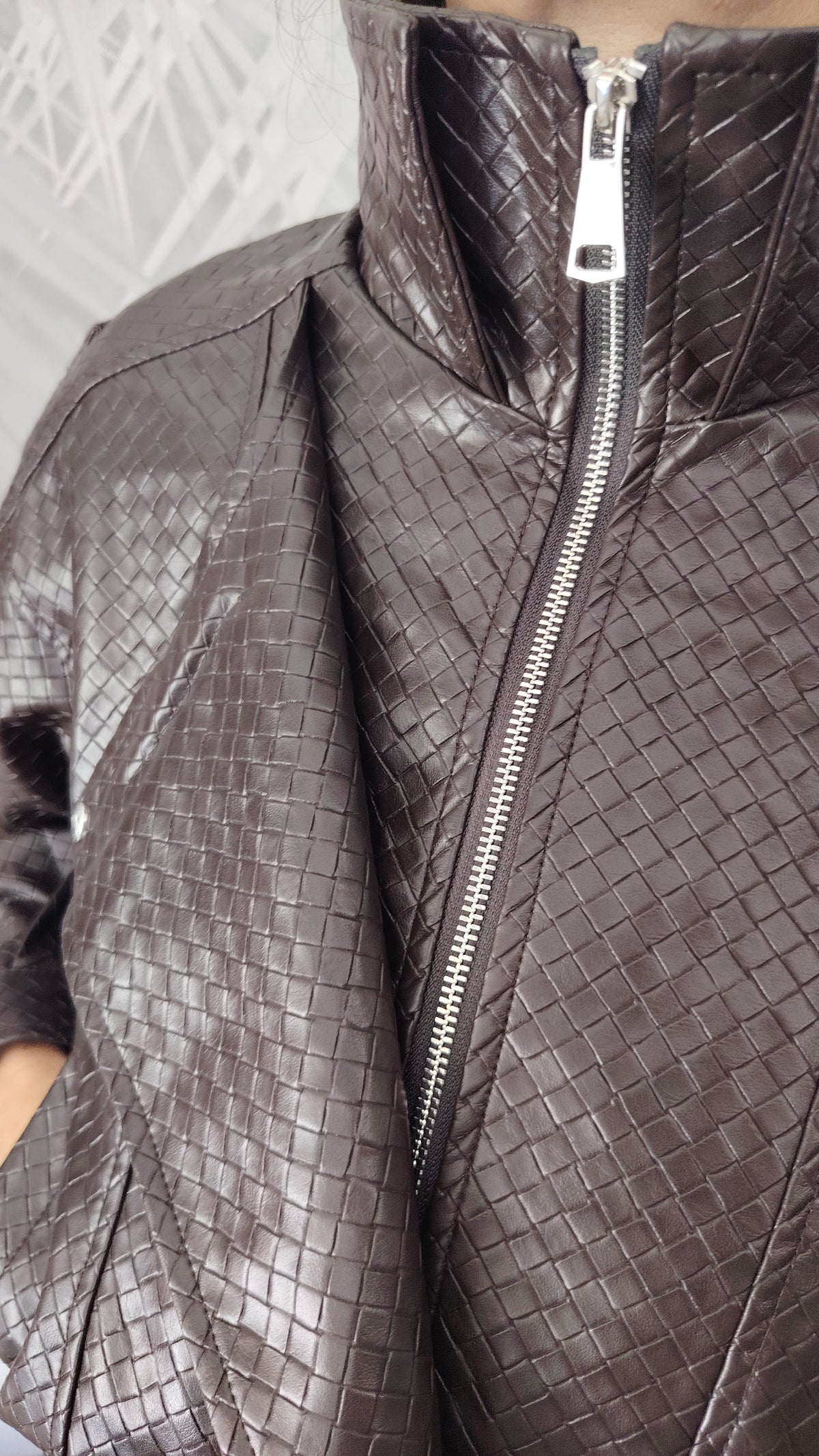 Bomber ecopelle tessuto intrecciato