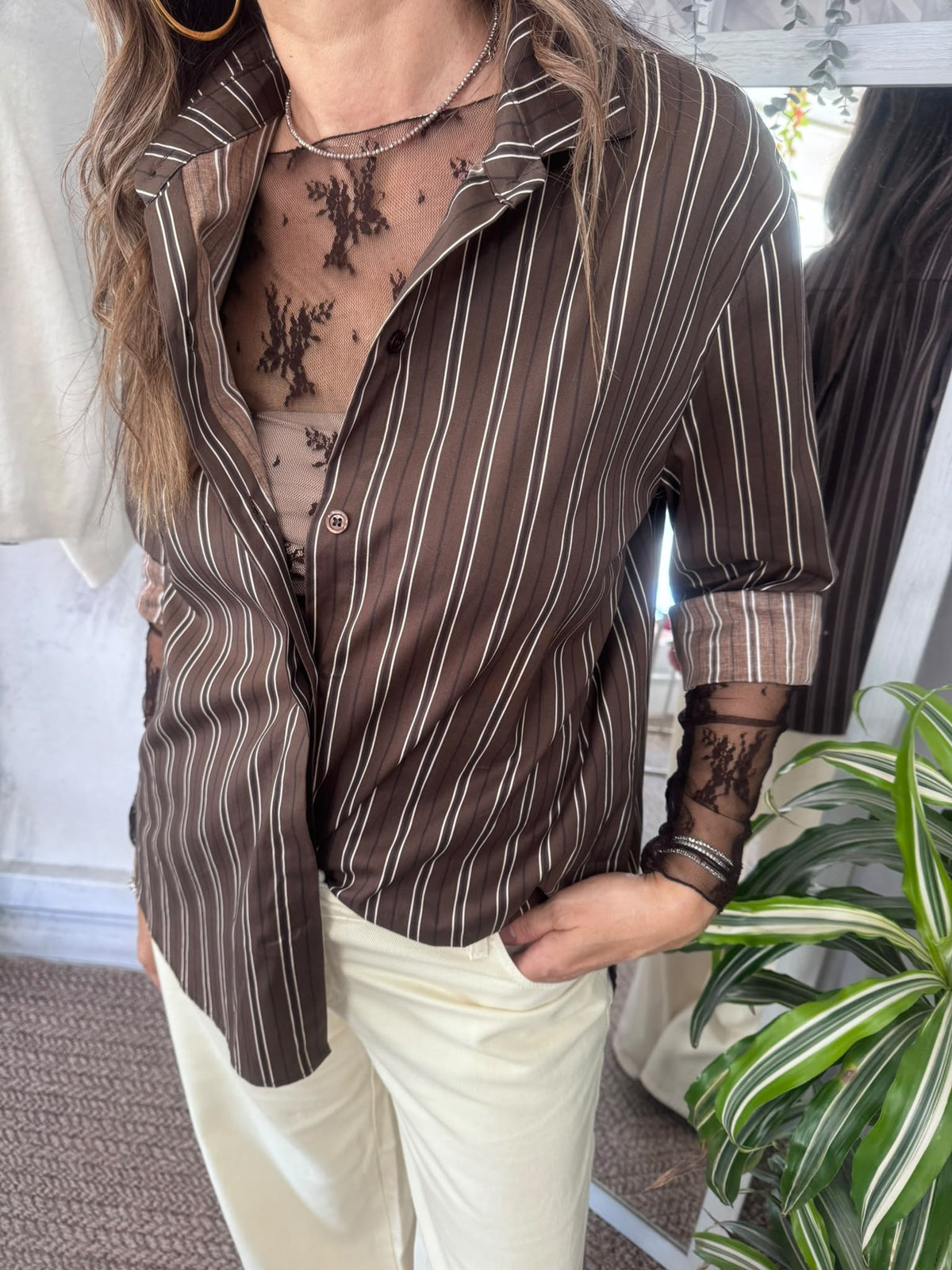 Camicia a righe lunga