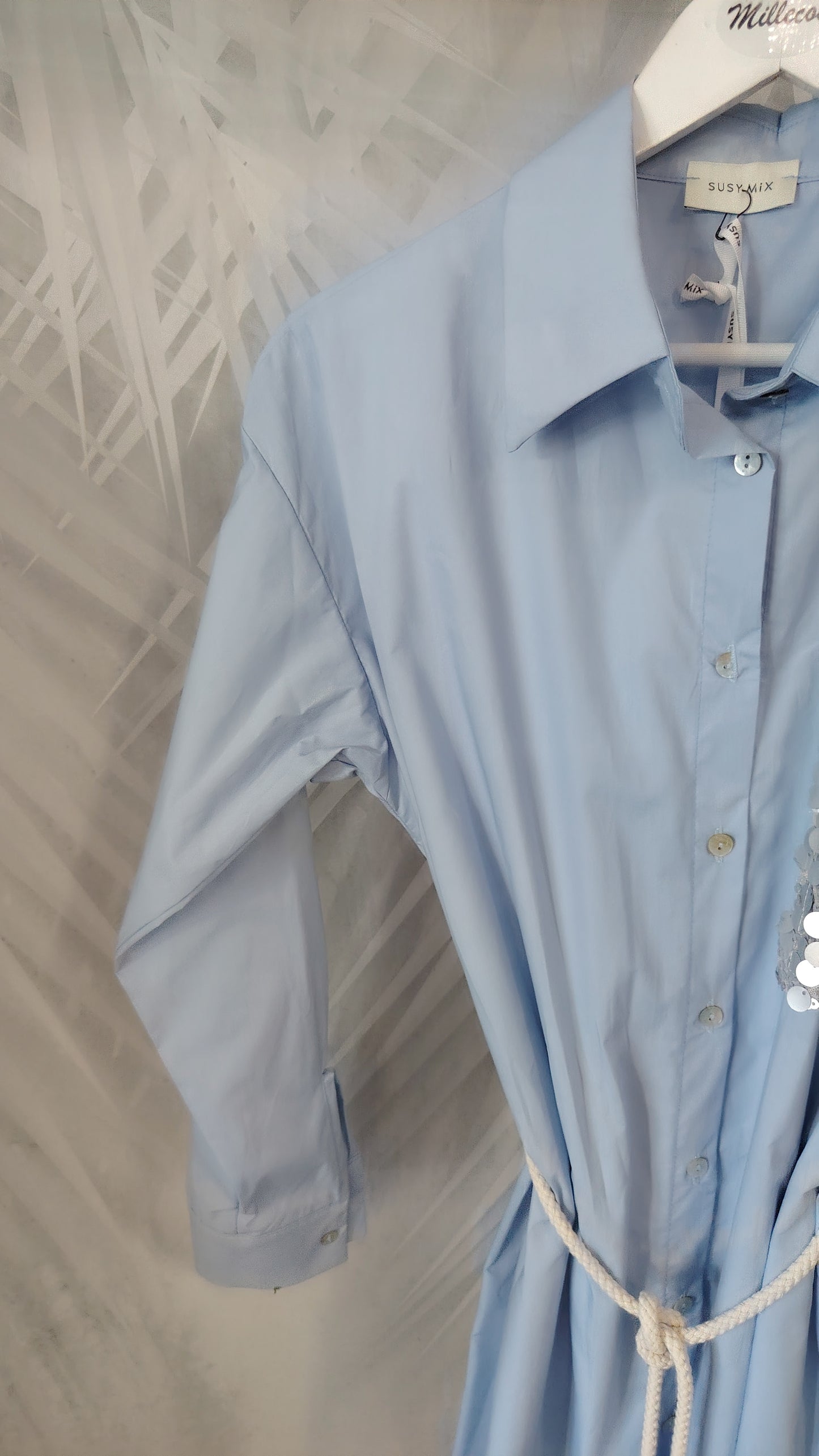 Maxi camicia con tasca paillettes