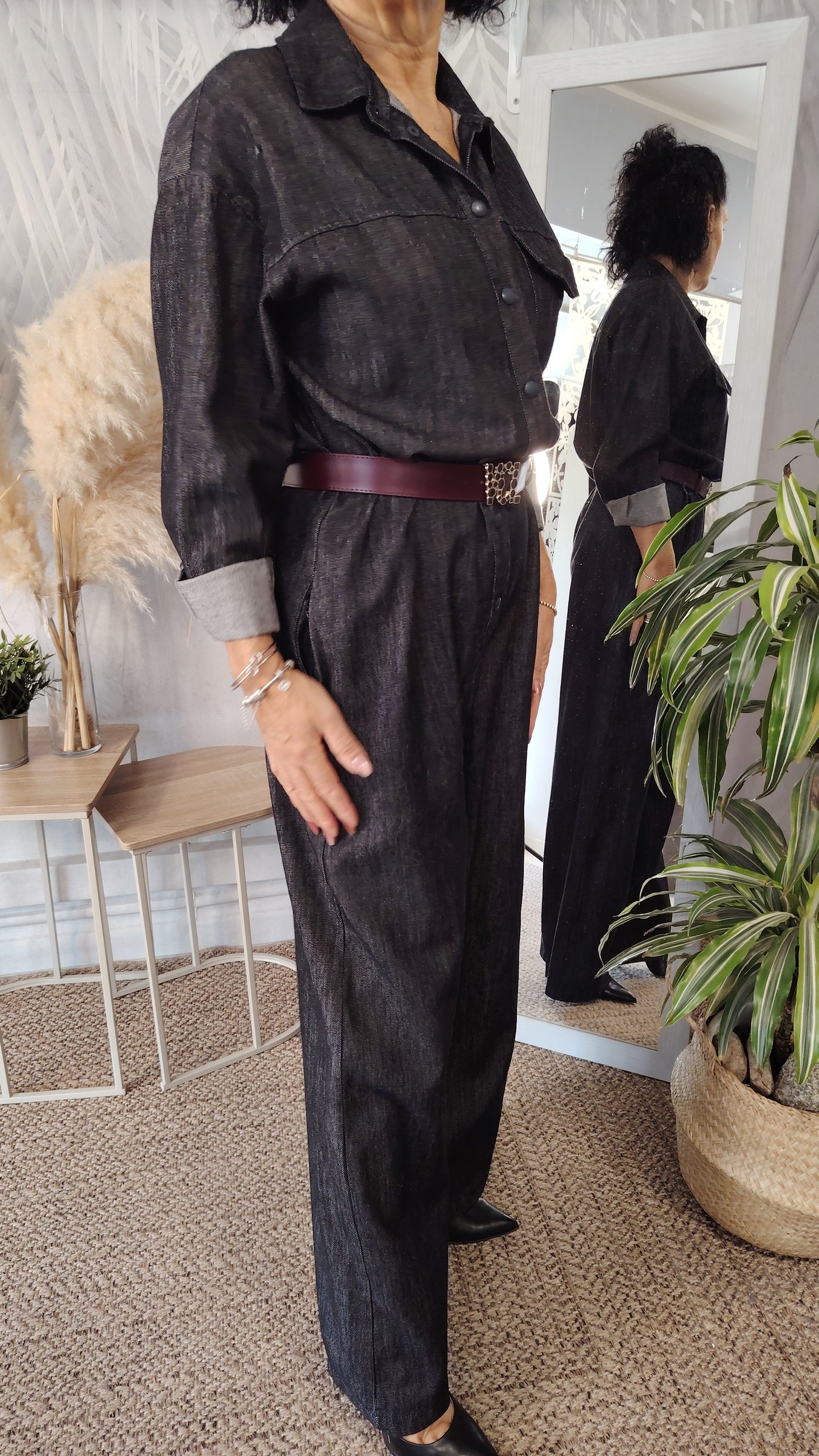 Tuta over con cintura