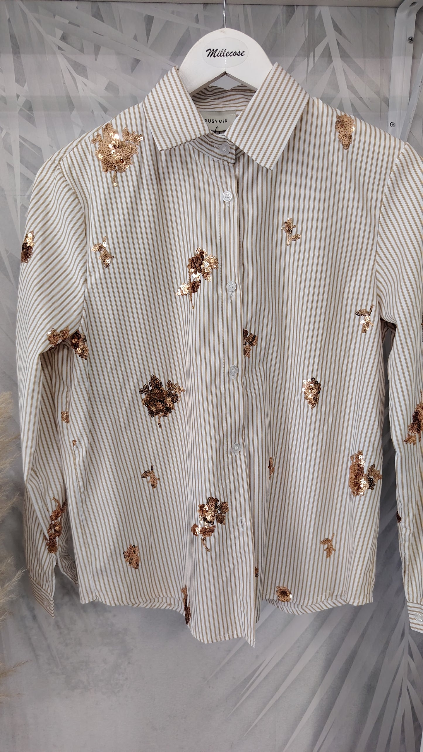 Camicia gessata con paillettes