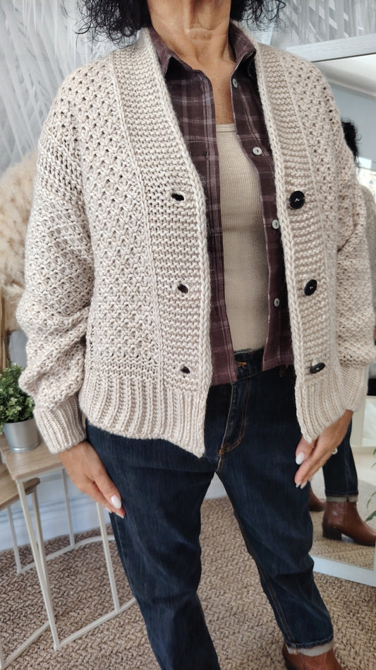 Cardigan costa perlata