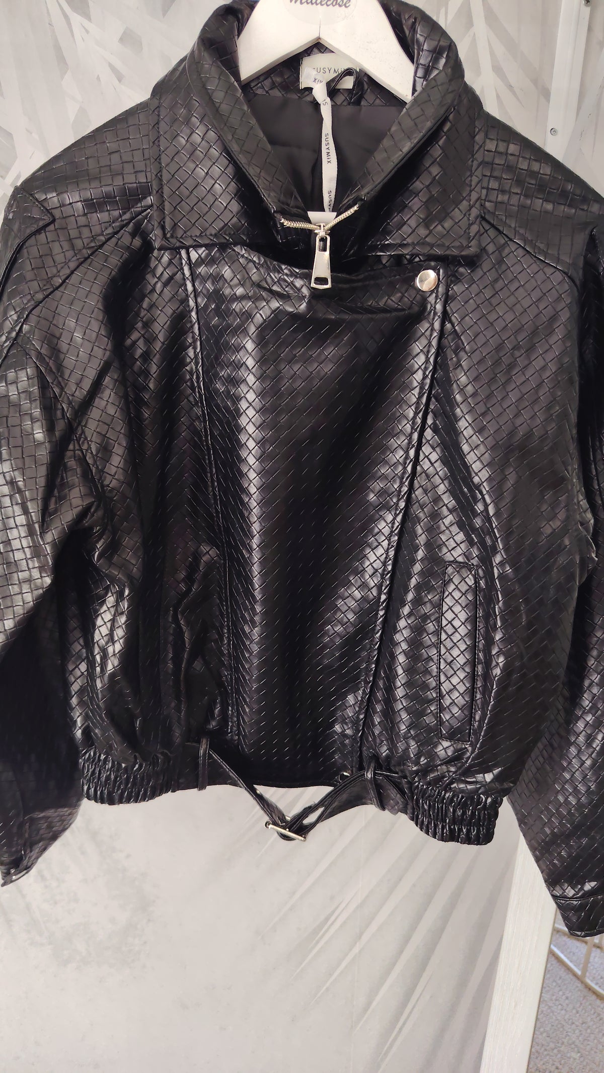 Bomber ecopelle tessuto intrecciato
